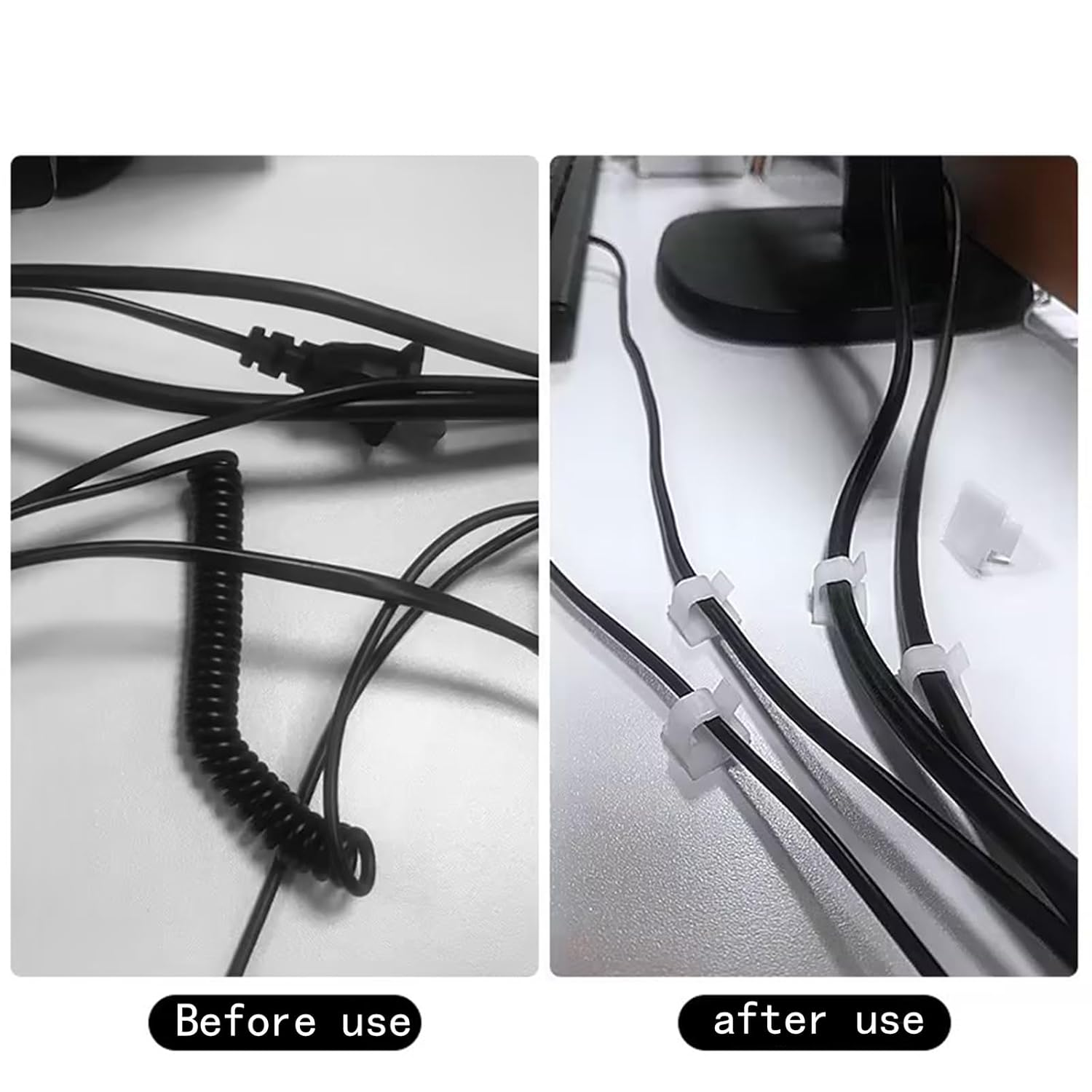 Clearhill 100 Pcs Adhesive Wire Clamp with Strong Support, Office Desk Wire Clamp, Cable Fixing Clamp, Wire Management Clamp, Easy to Manage Wires (Transparent)