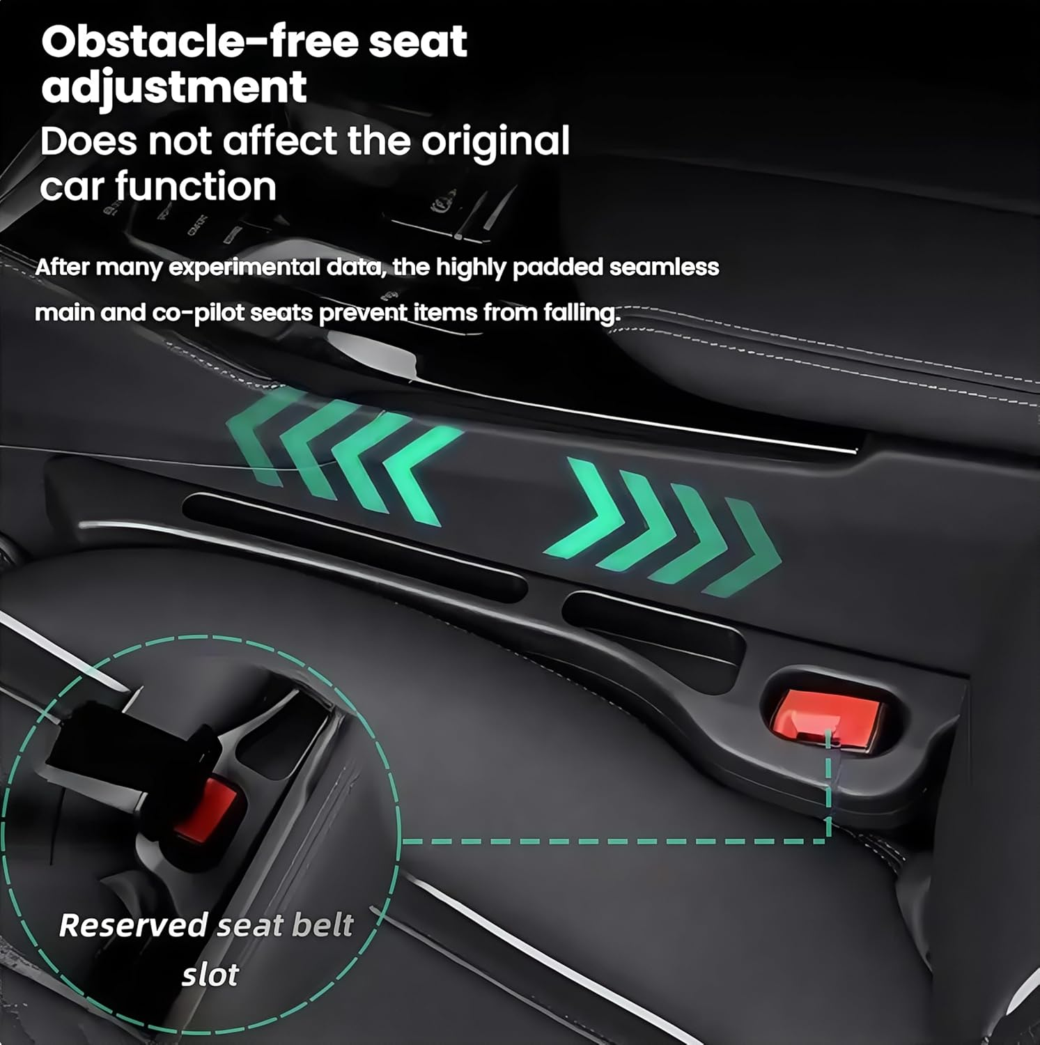 Car Seat Gap Filler, Universal Storage Box Organizer, Black, Double Storage Slots with Lossless Installation image number 3