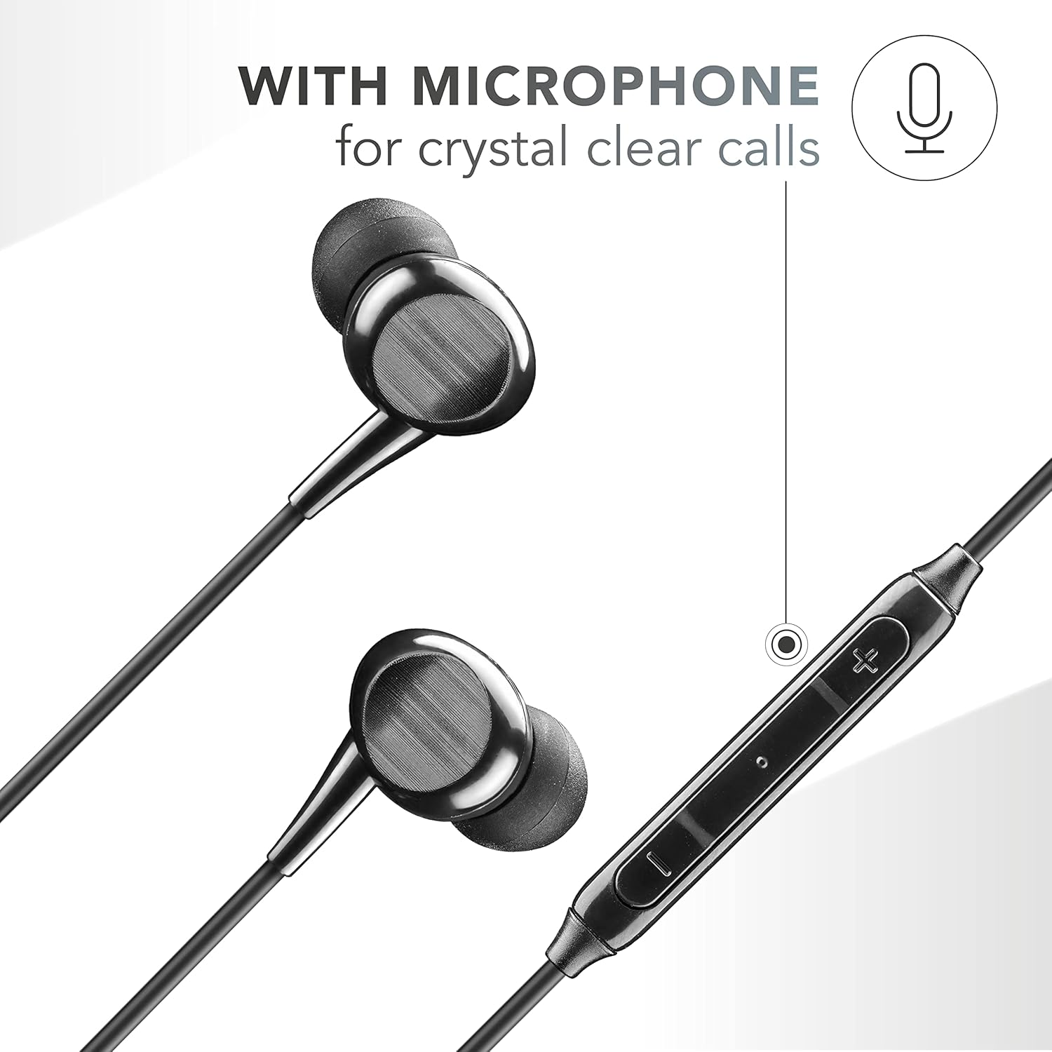 Music Sound | Intra-Auriculaires Wired Headphones | Wired Stereo In-Ear Headphones with Built-In Microphone - USB-C Port - 1.2M Tangle-Free Cable - Colour Black - Black image number 5