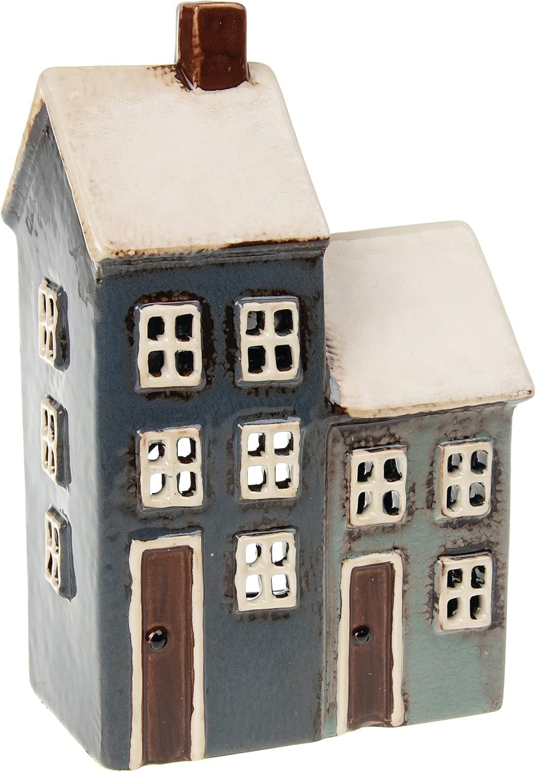 Village Pottery Grey/Navy 2 House Tealight