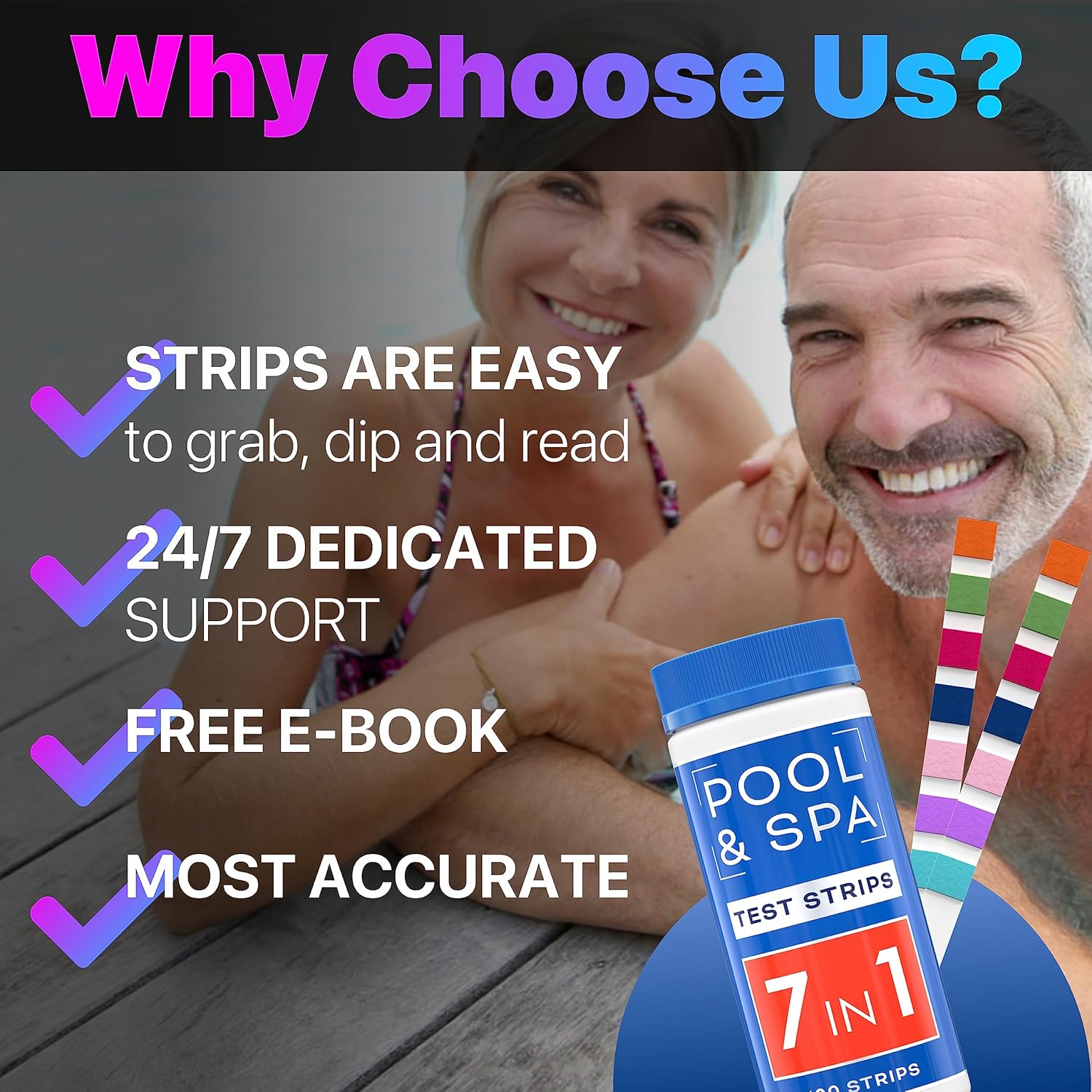 All-New 2024 Pool and Spa Test Strips 7 in 1 Quick Superaccurate Swimming 150 Pool Test Kit - Hot Tub Test Strips & Pool Water Testing Strips for Ph Chlorine Bromine Hardness Alkalinity Cyanuric Acid