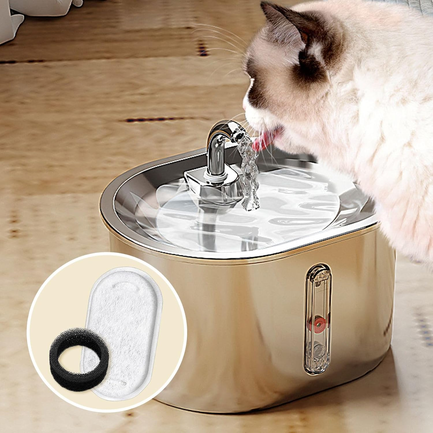 24 Pcs Cat Water Fountain Filters Set, 12 Pcs Carbon Filters and 12 Pcs Foam Filter, Cat Fountain Filters, Pet Water Fountain Filters for 3.2L/2L Cat Water Fountain and Pet Water Fountain image number 1