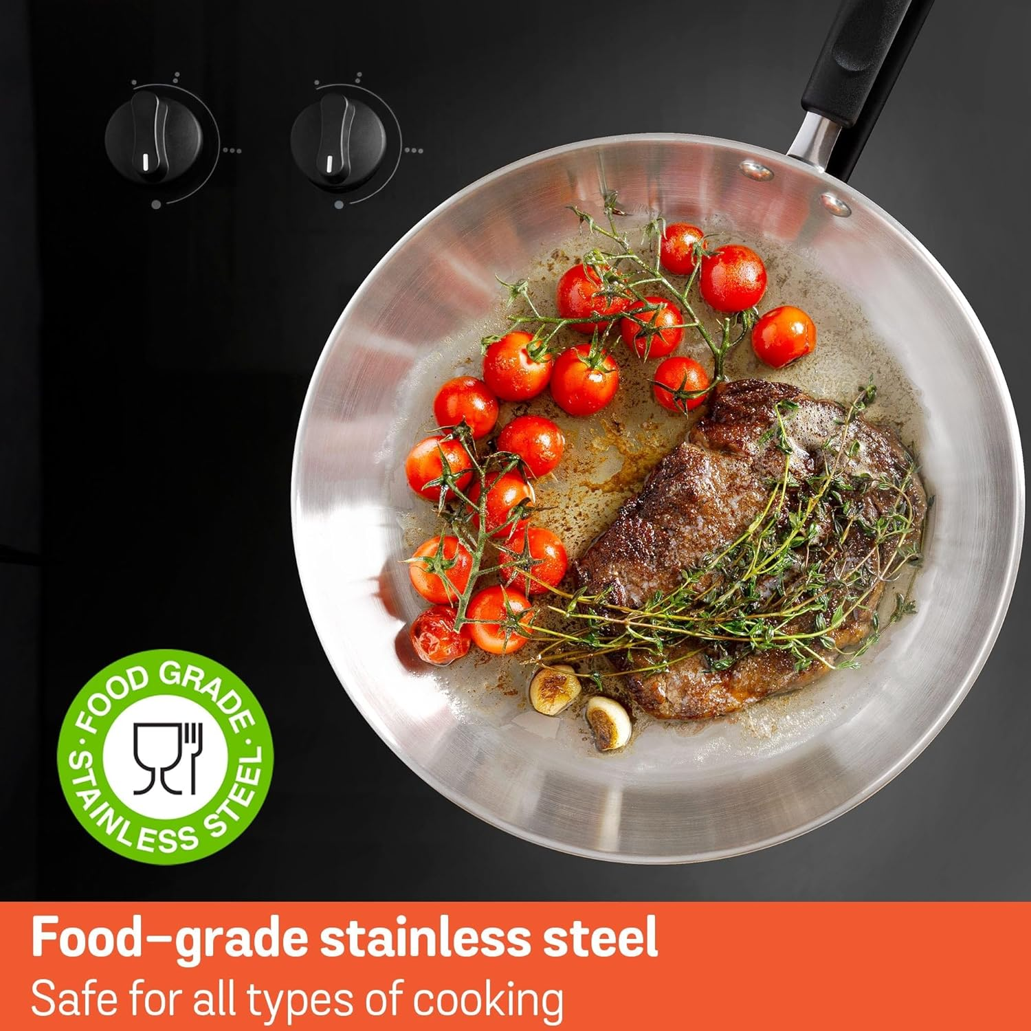 Meyer Centennial Stainless Steel Frypan 24Cm, Induction Compatible, Tri-Ply Base, Scratch Resistant, Dishwasher & Oven Safe to 180&deg;C, Silver, Non-Toxic Frying Pan image number 3