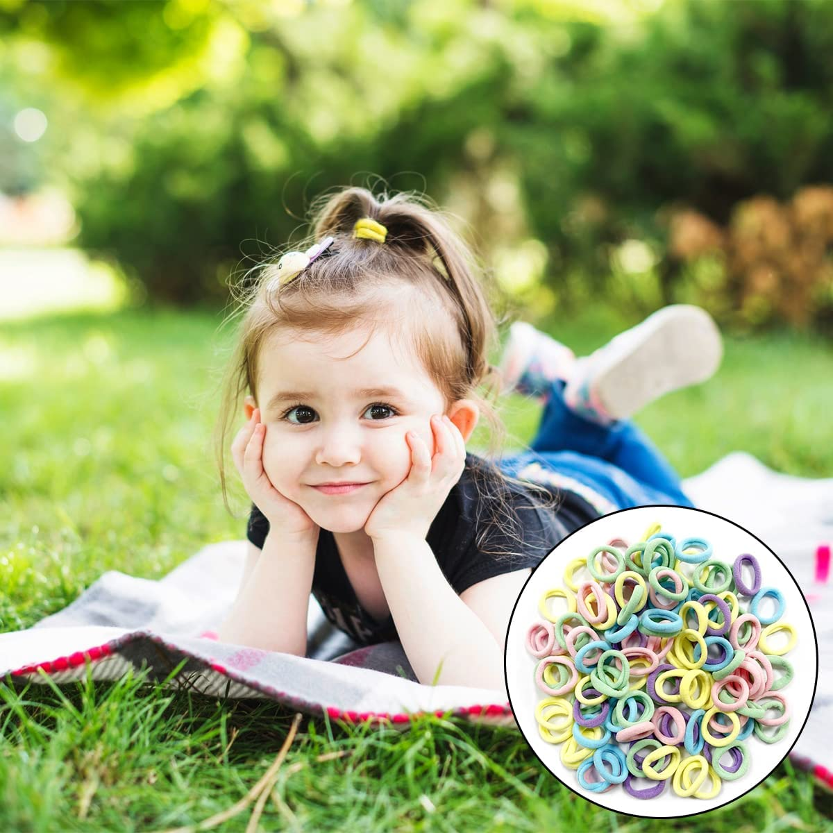 Color Hair Ties, 100 PCS Toddlers Girls Elastics Hair Bands for Girls Hair, Hair Accessories image number 4