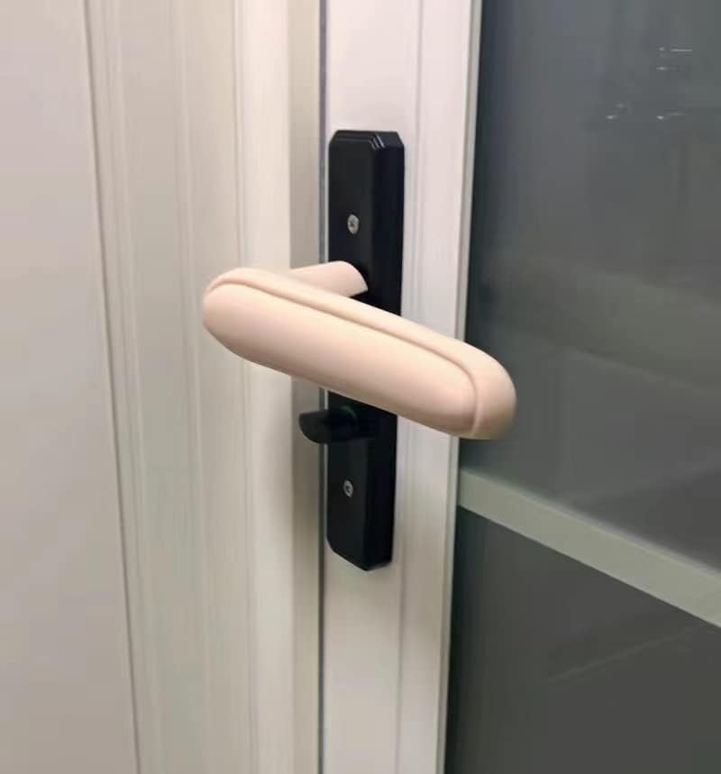 2Pcs Door Handle Covers，Rubber Door Knob Covers，Silicone Door Handle Protector，Door Handle Cover for Heat，Antifreeze Hands in Winter， Anti-Collision Child／Kids Safety，Anti-Static (2 Apricot) - 2 Black image number 7