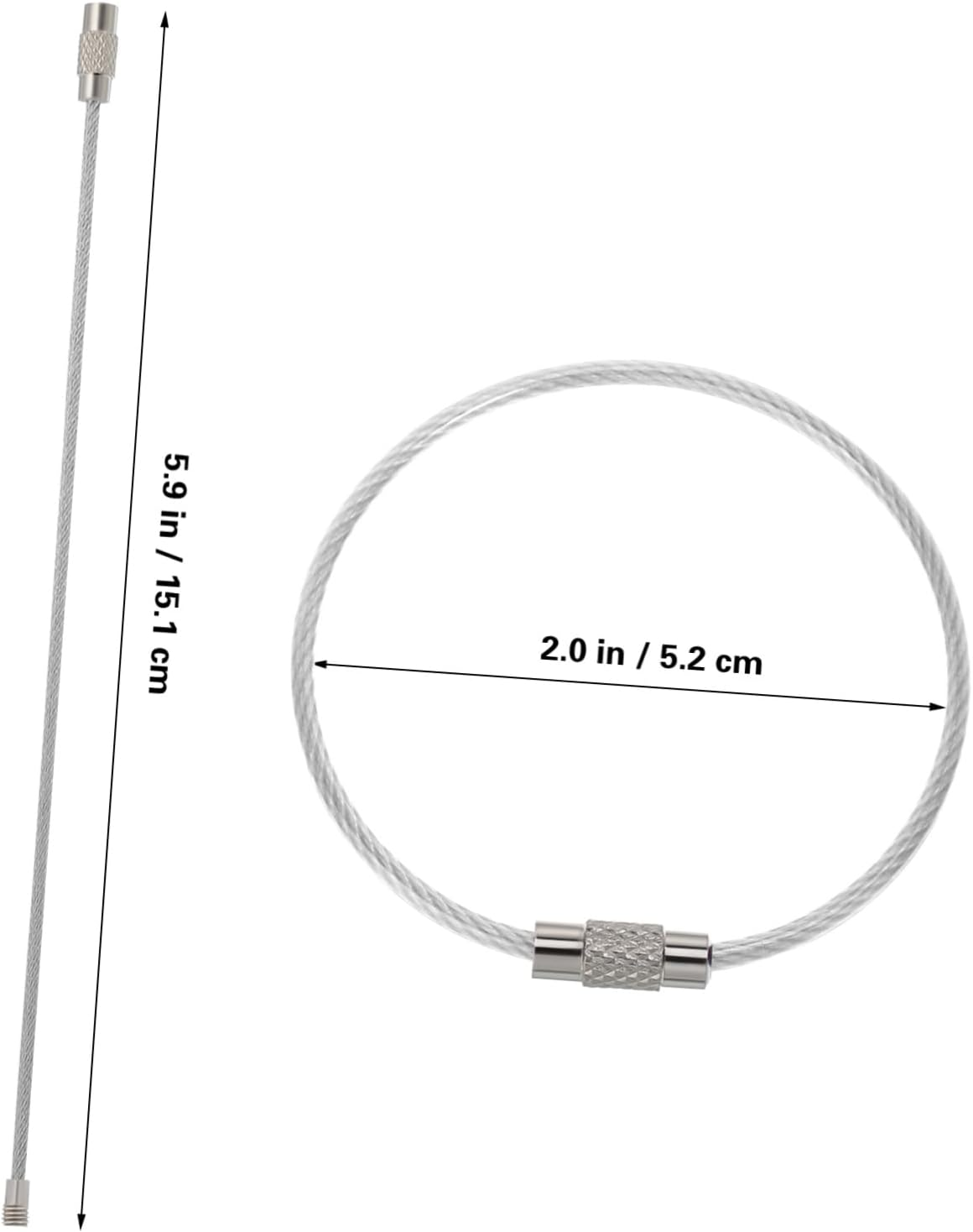 EPIGEIST Wire Key Chain 16 Pcs Stainless Steel Cable Key Ring 2 * 150Mm Portable Large Hoop for Travel Bag image number 6