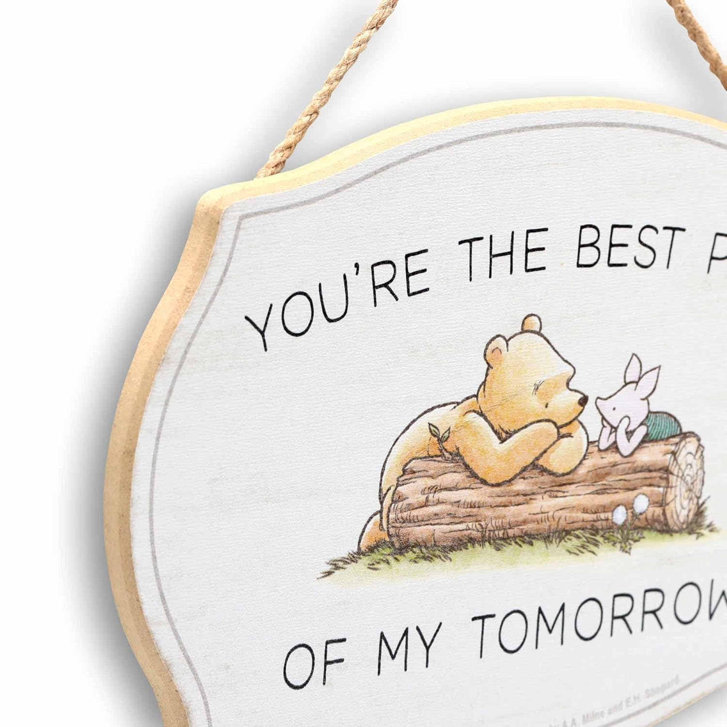 Disney Winnie the Pooh You'Re the Best Part Hanging Wood Wall Decor - Adorable Winnie the Pooh Sign for Home - White/Yellow image number 4