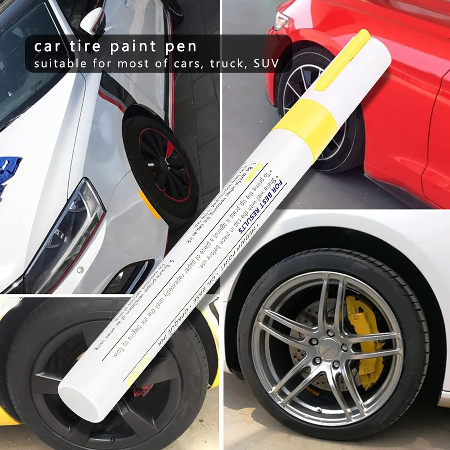 Tire Pens, Car Tire Paint Pen, Car Paint Pen, Paint Pen for Car Tires, 1 Pcs Waterproof Professional Car Pencil Tire Paint Pen Mark Pens(Yellow) image number 4