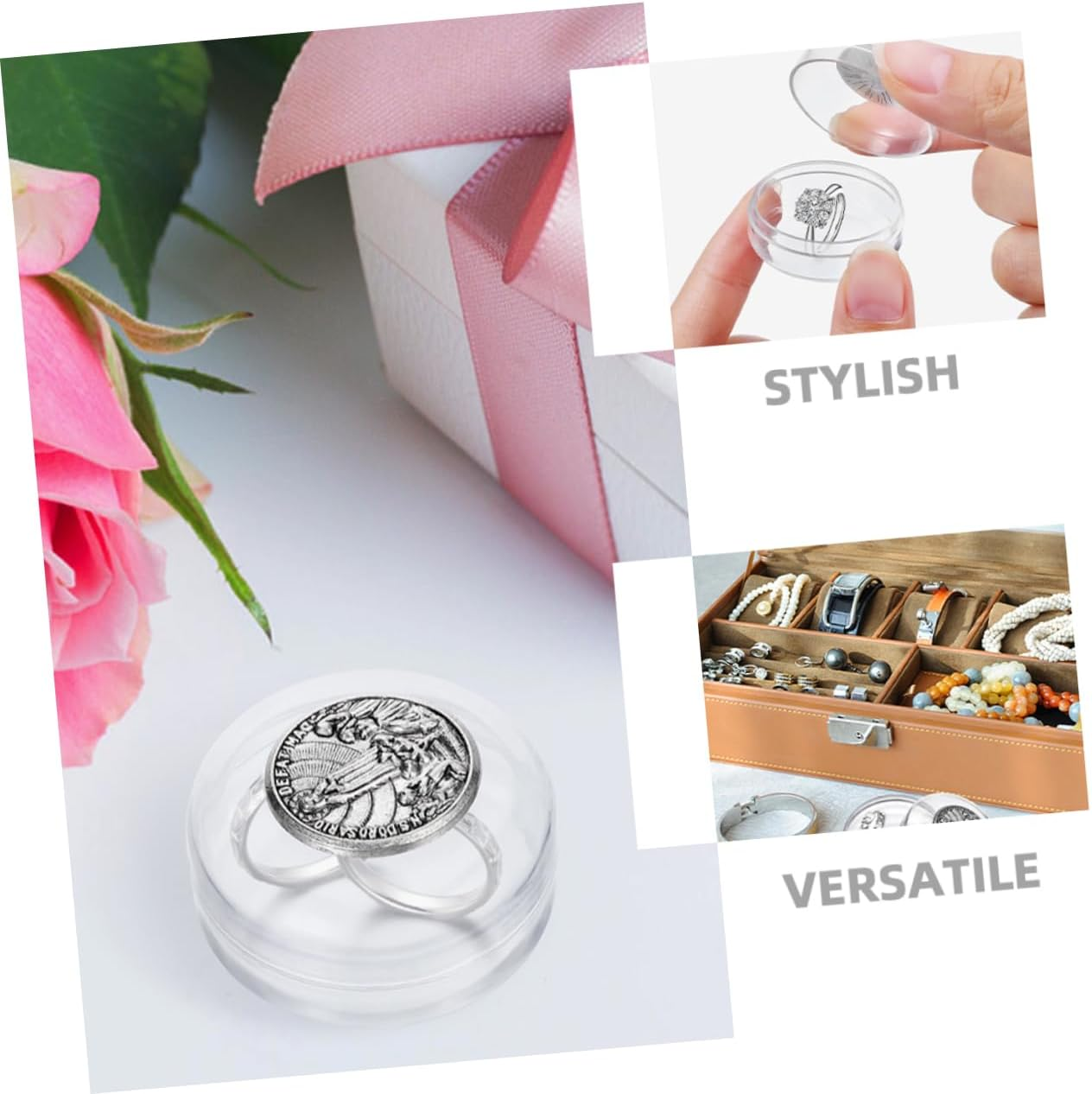 GARVALON 2Pcs Elegant Metal Jewelry Box Catholic Rosary Box Religious Rosary Christian Keepsake Case Plastic Shower Supplies image number 2