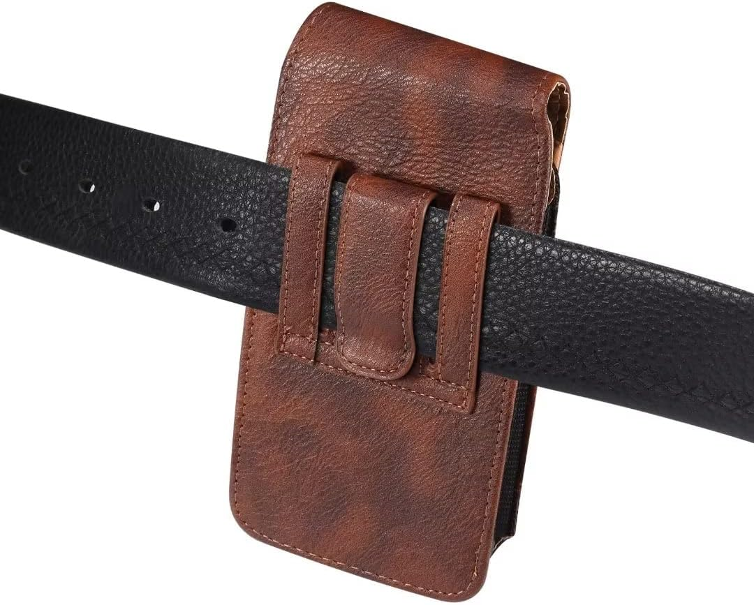 QBYVQQN Mobile Phone Belt Clip Holster Men'S Leather, 6.5 Inch Small Universal Leather Smartphone Holder with Belt Loop Carry Bag, Card Slot Purse Wallet image number 6