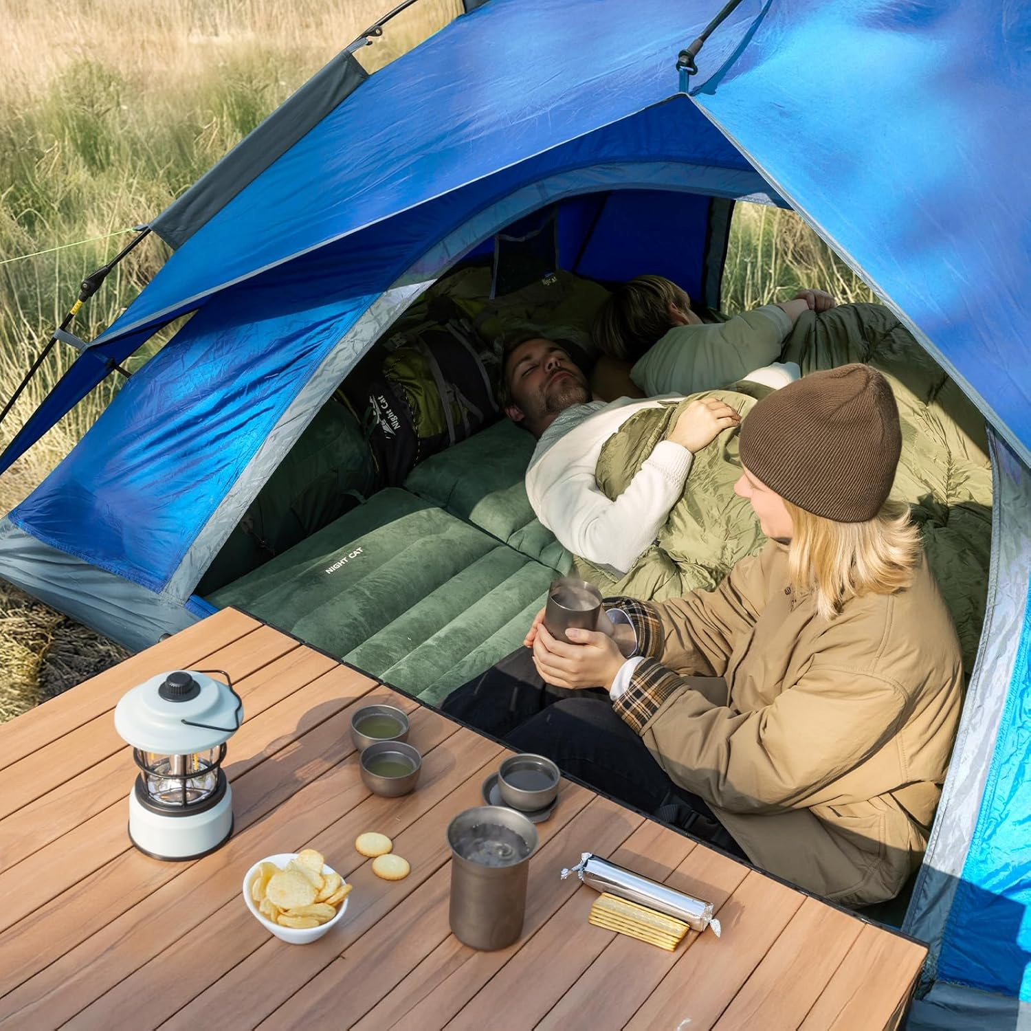 Night Cat Waterproof Camping Tent for 1 2 3 4 Person with Footprint Tarp Easy Instant Pop up Tent Automatic Hydraulic Rainproof Tent with Rain Fly image number 6