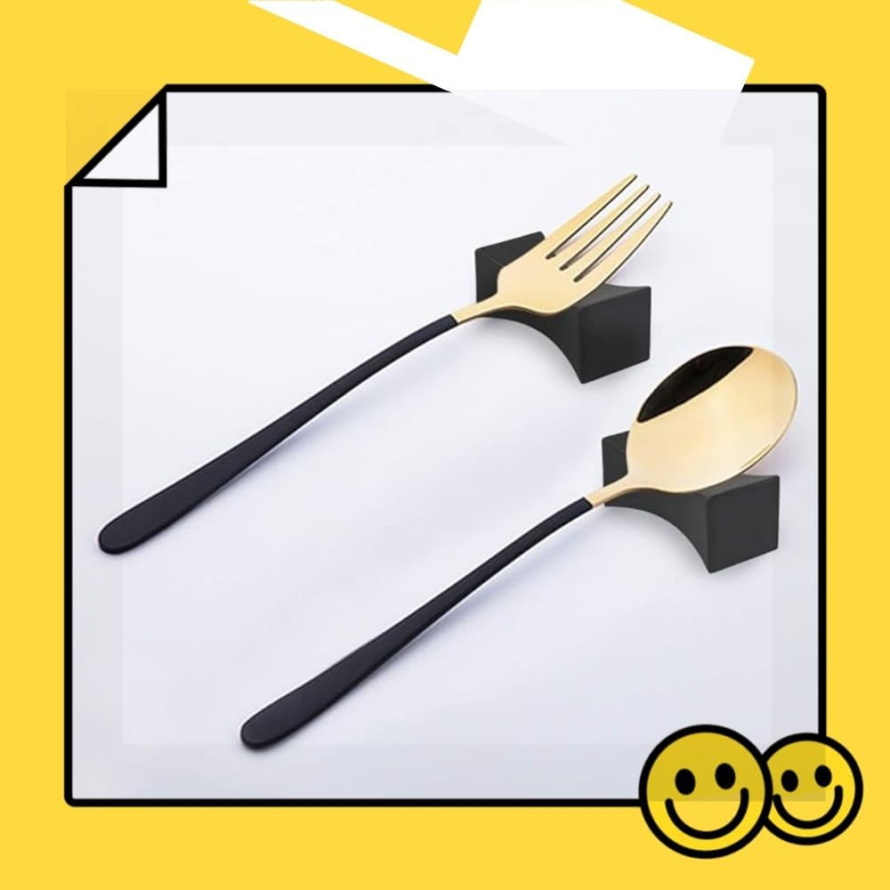 10 PCS Chopsticks Rest Little Chopsticks Stands Spoon Fork Holder Set Chopsticks Utensil Cutlery Stand Black image number 3