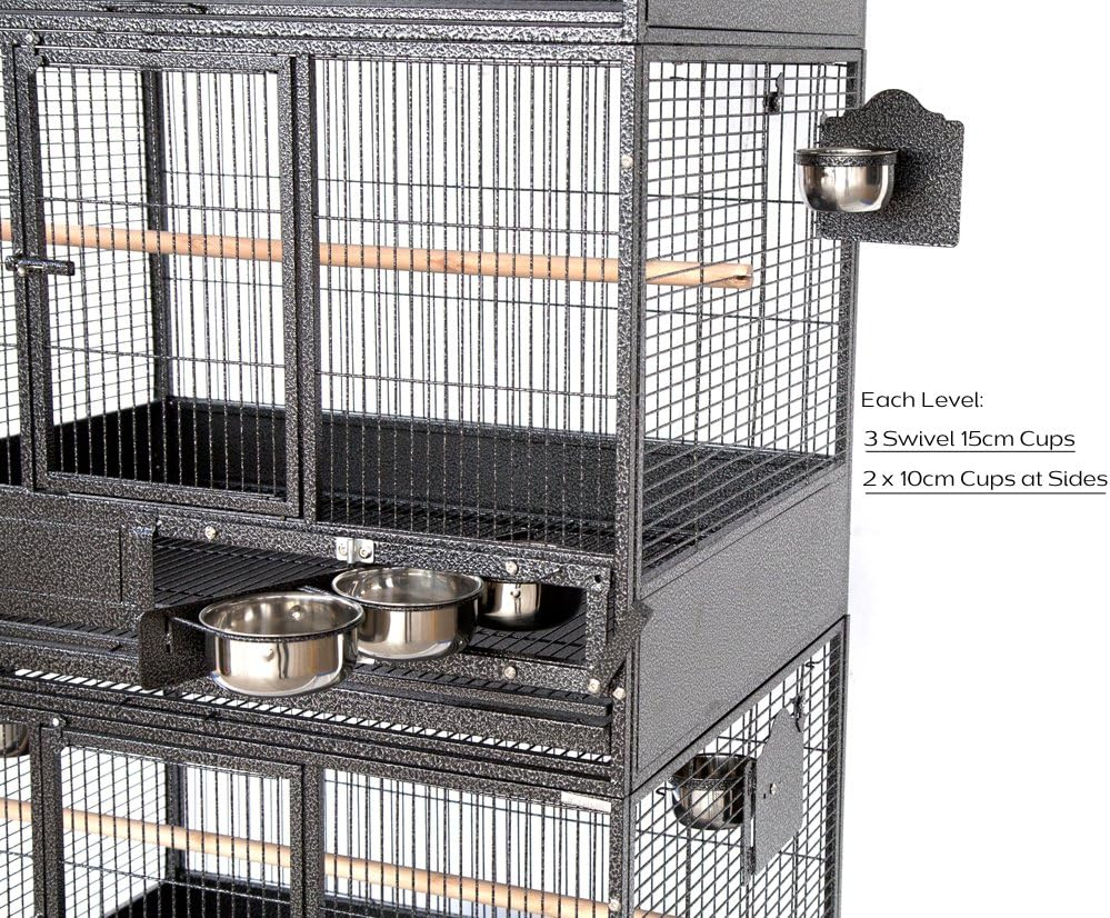 Flyline 10025 Triple Stackers Breeding Bird Parrot Cage Aviary Cockatoos Parakeet Swivel Feeder Cups H202X L92Xw64Cm image number 3