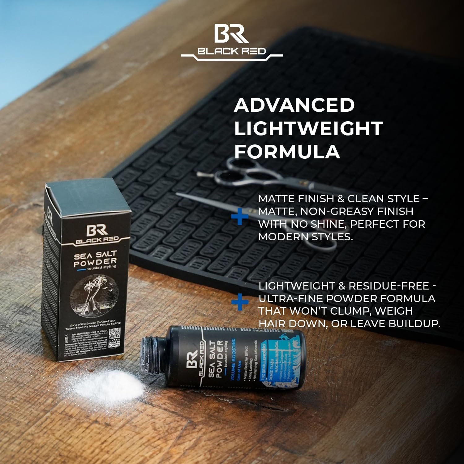 Black Red Sea Salt Hair Powder, 20G | Volumizing & Texturizing Powder with Sea Minerals | Matte Beachy Finish, Strong Hold, Non-Greasy | Instant Lift & Natural Styling for All Hair Types image number 3