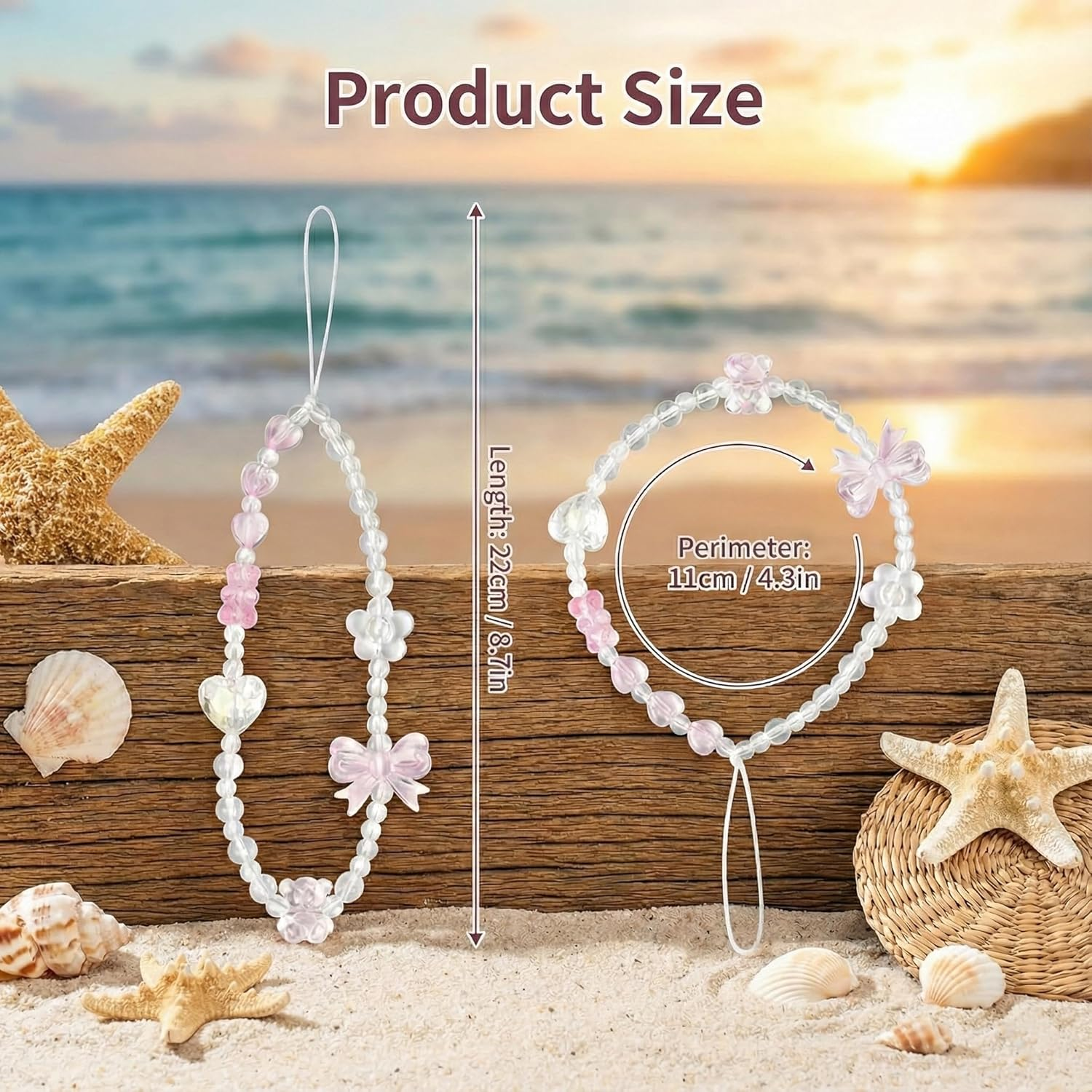 IMTKOOCO 2 PCS Aesthetic Phone Charm - Crystal and Pearl Beaded Phone Strap with Wrist Strap for Women and Girls Cute Keychain and Bag Accessory Phones Wrist Strap