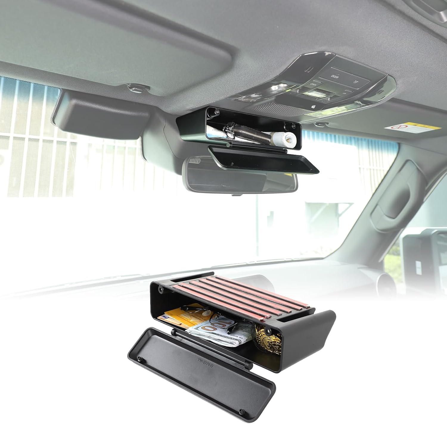 Yinaniutos Rearview Mirror Base Storage Box for Toyota Land Cruiser Prado 250 2024-2025 Accessories | ABS Plastic Center Console Organizer Tray | 1PC Set image number 4