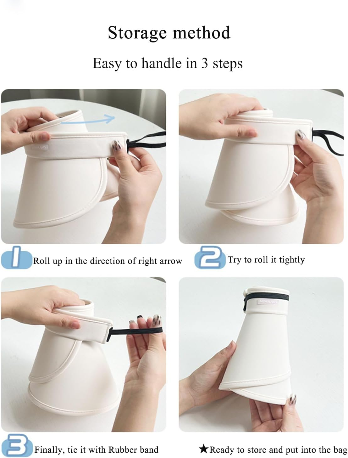 Sun Visors Foldable Sun Hats, Women with UV Protection Wide Brim Summer Packable Beach Hat UPF 50+ image number 3