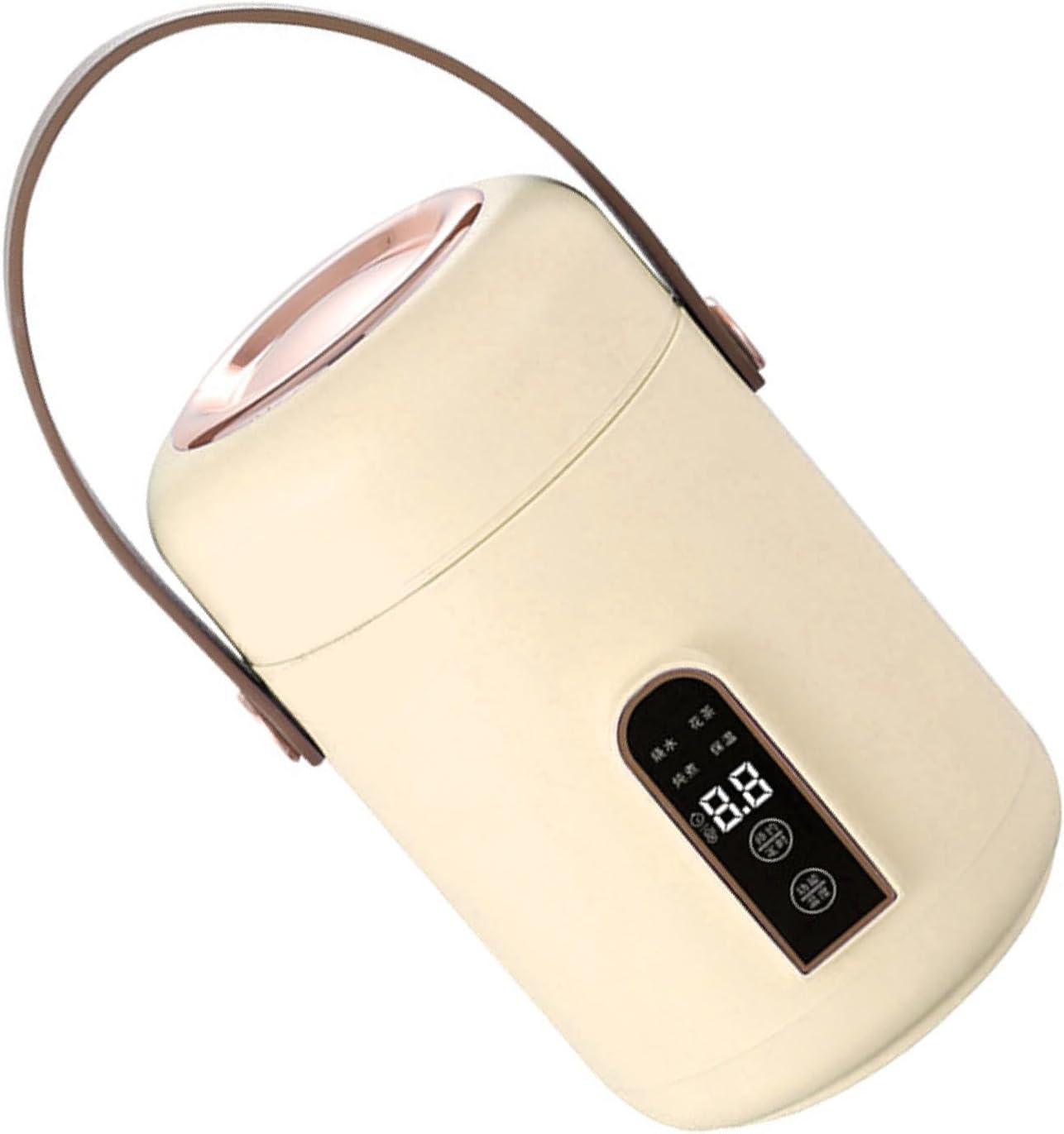 Electric Stewpot, Mini Rice Cooker Portable Insulated Safe for Home for Dorm (Beige)