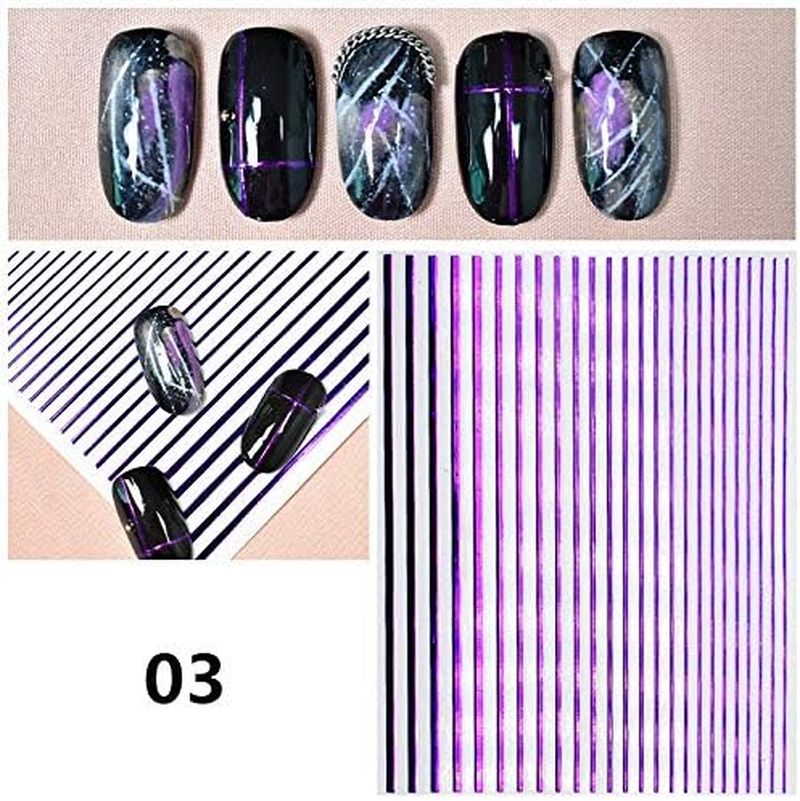 5Pc/Set Glitter Nail Sticker Metal Stripe Line Nail Art Color Stickers DIY Decals Manicure Decoration 8X10Cm Zhengpingpai image number 2