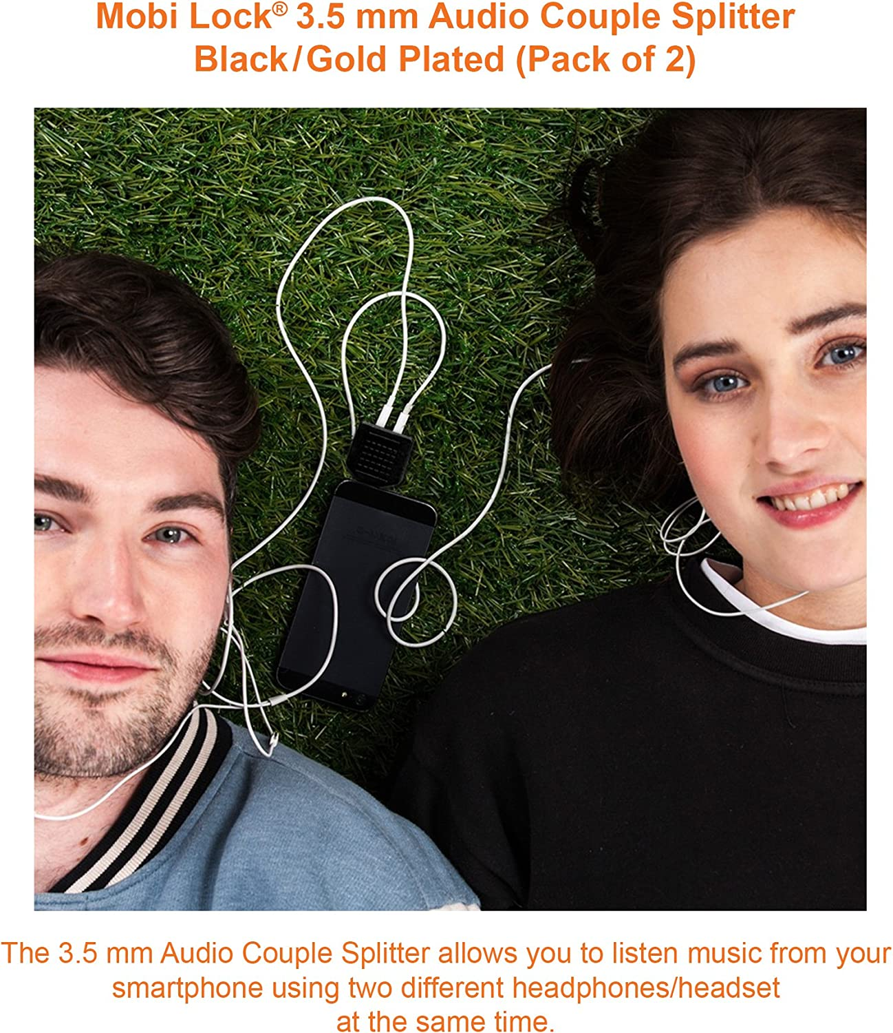 2Pcs 3.5Mm Headphone Y Splitter 1 Male to 2 Female Audio Jacks for Media Players and Audio Devices Allows Two People to Listen to 1 Sound Source - by Mobi Lock image number 1