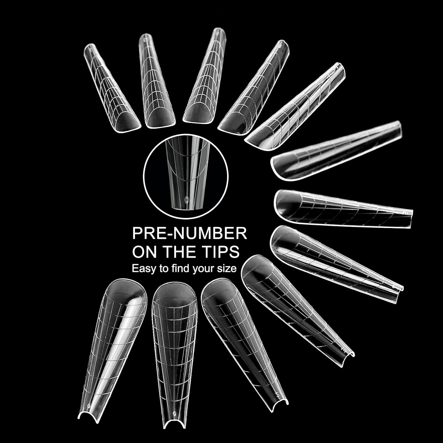 C12Rtive 120Pcs Dual Nail Forms,Upper Arched Extension Poly Nail Gel Nail Forms Full Cover Reusable Nail Molds 12 Sizes for Nail Art Design Salon&Diy image number 5