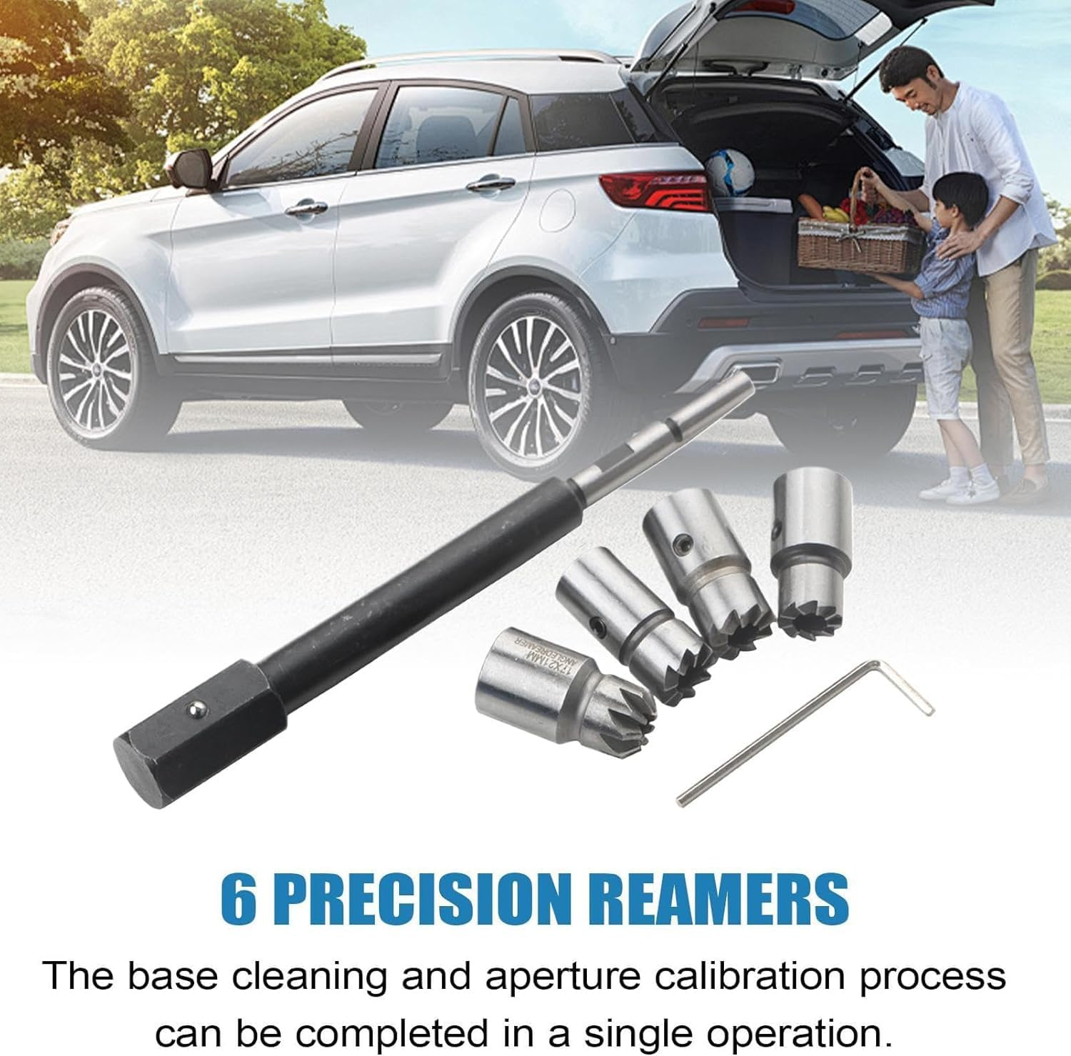 Injector Cleaner Kit 5Pcs Diesel Injector Seat Cutter Cleaner Diesel Injector Set-Injector Seat Cleaning Set-Precision Set of 6 Reamers for Marine Car Racing Lawnmower Automotive Vehicle image number 3