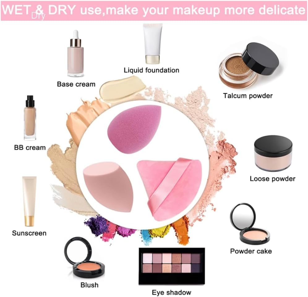 13 Pcs Makeup Sponge Set Triangle Puff Powder, Beauty Blender for Foundation Multi-Colored Makeup Sponges and Mini Sponge image number 2