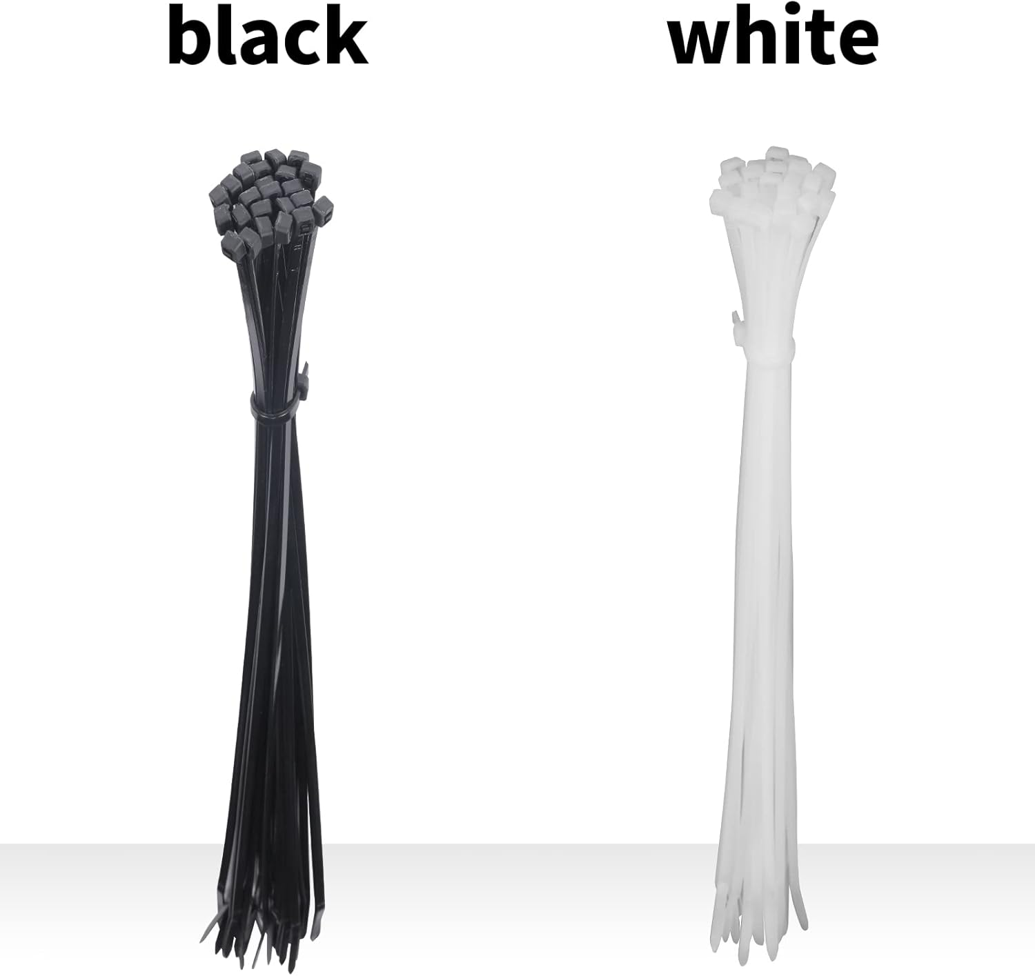 Zip Ties 250PCS Cable Zip Ties Assorted Sizes 4"+ 6"+ 8"+ 10"+ 12" Width 0.16" Cable Ties, Heavy Duty Self-Locking Nylon Black Wire Ties and Clear White Zip Ties for Indoor and Outdoor(Black & White) image number 4