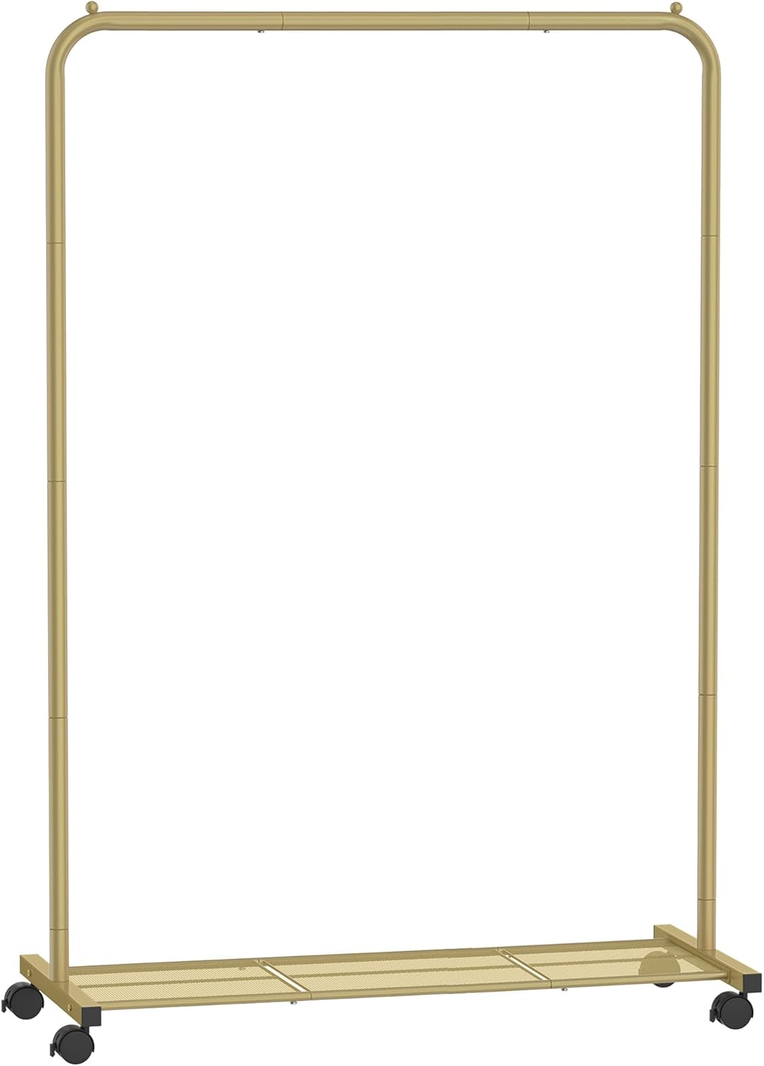 SONGMICS Clothes Rack with Wheels, Metal Clothing Rack for Hanging Clothes, Garment Rack with Mesh Shelf, Rod Holds up to 88 Lb,For Bags, Shoes, Storage Boxes, Black HSR25BK