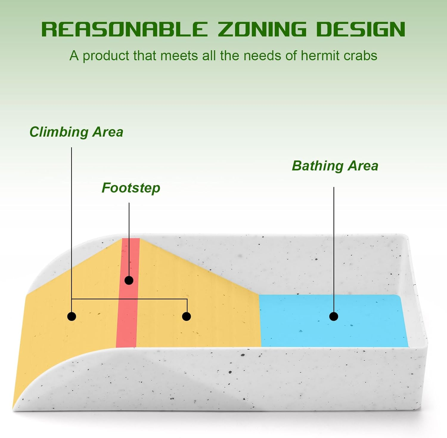 Ziliny Hermit Crab Water Tank with Climbing Ramp Large Reptile Climbing Toy Tortoise Habitat Accessories Turtle Basking Platform Aquarium Pool Supplies for Small and Medium Amphibians, Light Gray - Wood Color image number 6