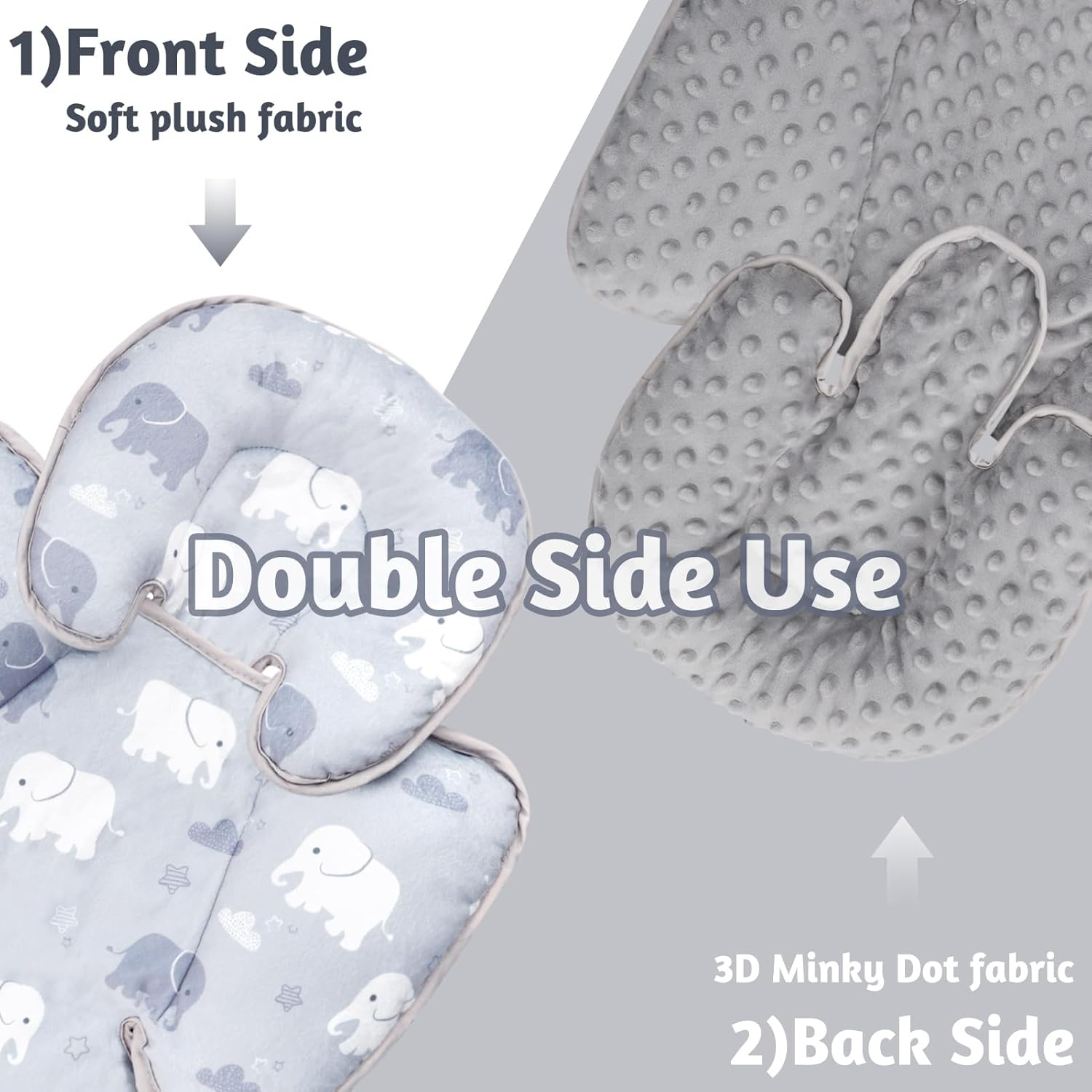 TANOFAR Infant Car Seat Head Support, Soft Baby Carseat Head & Body Support, Elephant Baby Car Seat Insert Cushion for Newborn Boys image number 6