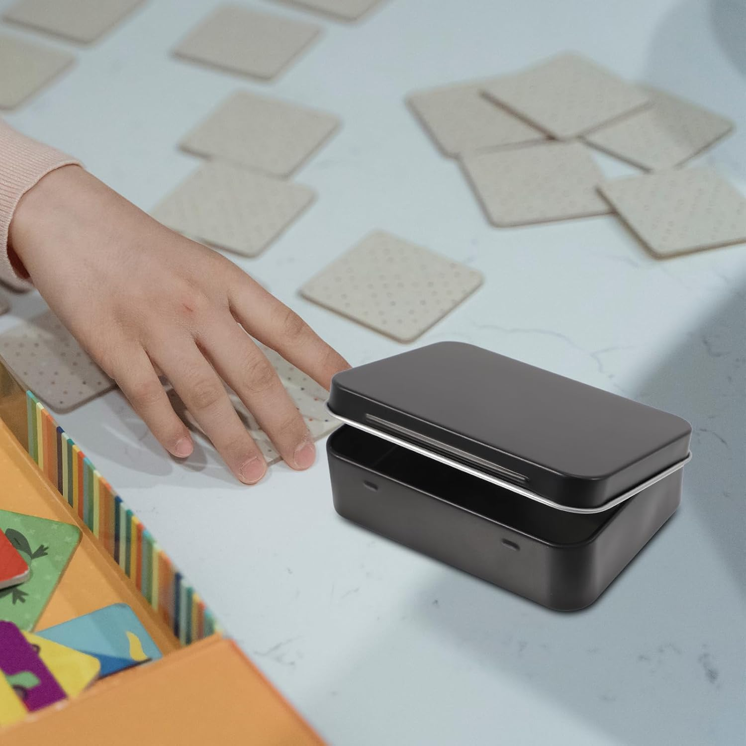 ERINGOGO 3Pcs Poker Box Playing Cards Storage Bins with Lids Metal Plaything Cards Canister Tinplate Case image number 5