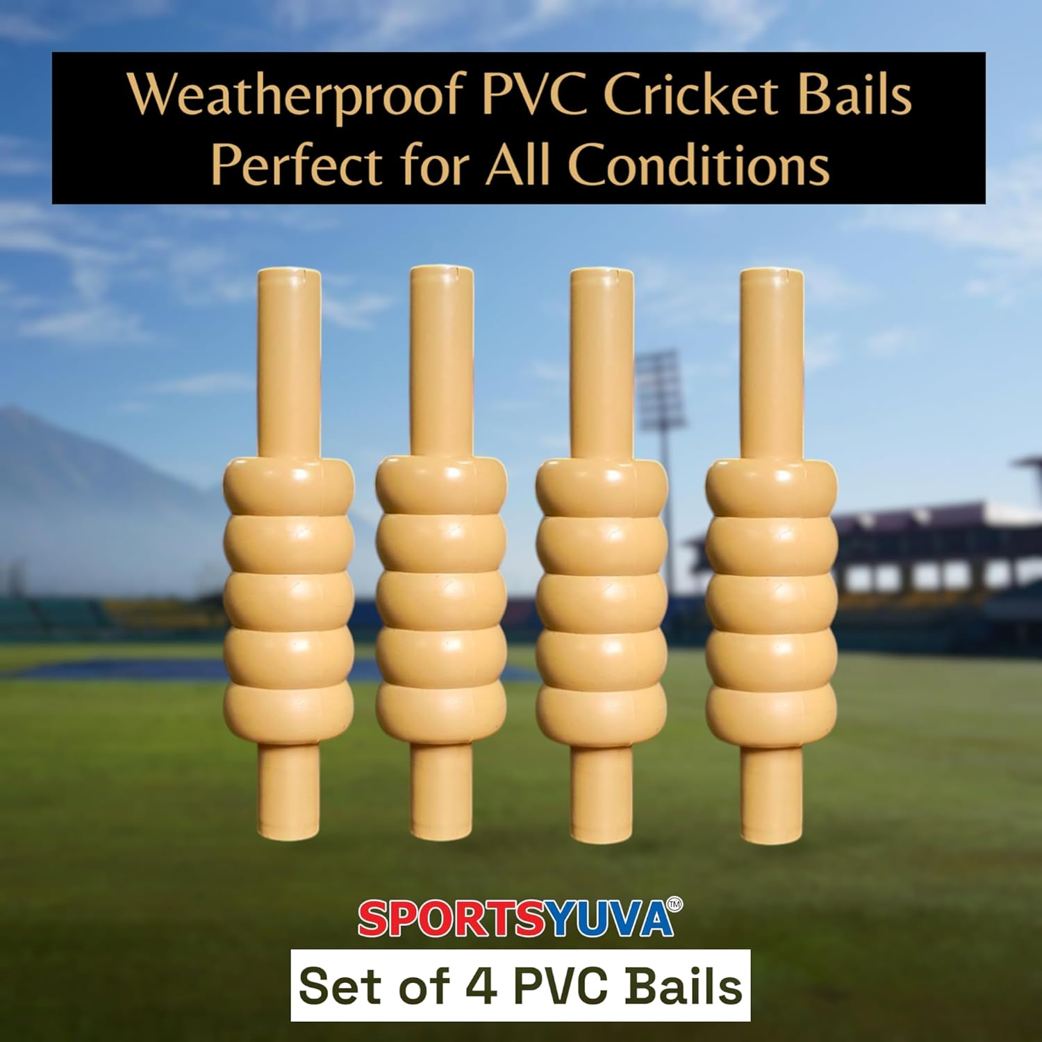 SPORTSYUVA Cricket Heavy Duty PVC Bails for Cricket Stump Set of 4