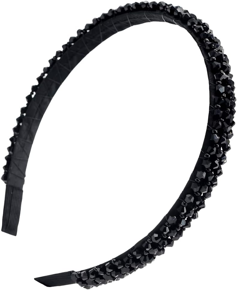 Casualfashion Sparkle 4 Rows Crystal Rhinestone Headbands Beaded Hair Hoop Band (Grey)