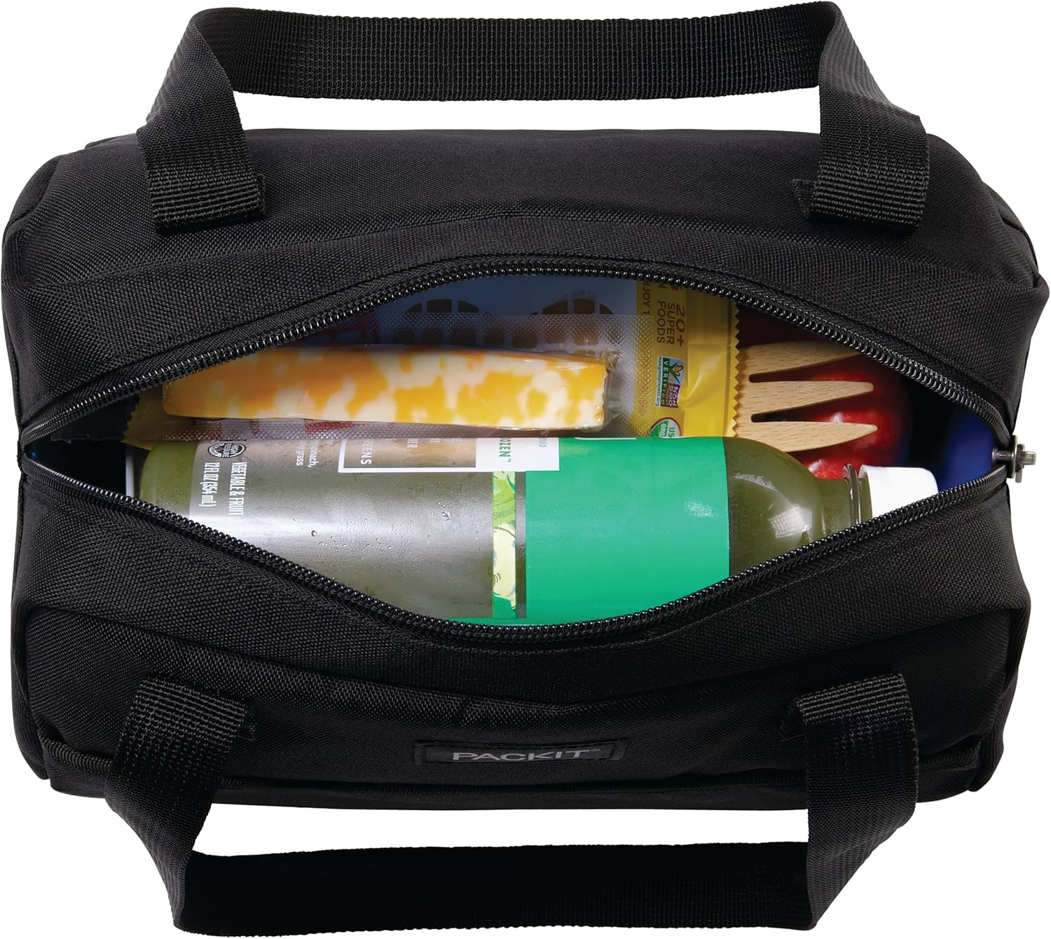 Packit&reg; Freezable Hampton Lunch Bag, Black, Built with Ecofreeze&reg; Technology, Collapsible, Reusable, Zip Closure with Front Pocket and Shoulder Straps, Designed for Fresh Office Lunches image number 2