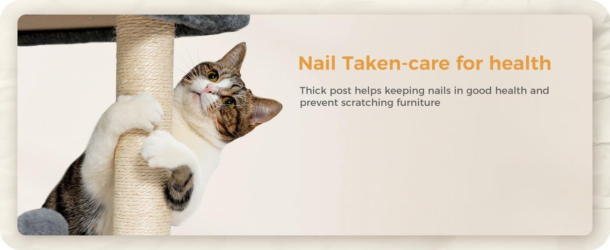 Cat Tree Scratching Post with Soft Perch Nest Sisal-Covered Scratch Posts and Pads， and Cat Toy with Two Plush Balls Is Perfect for Playing with Kittens and Cats image number 1