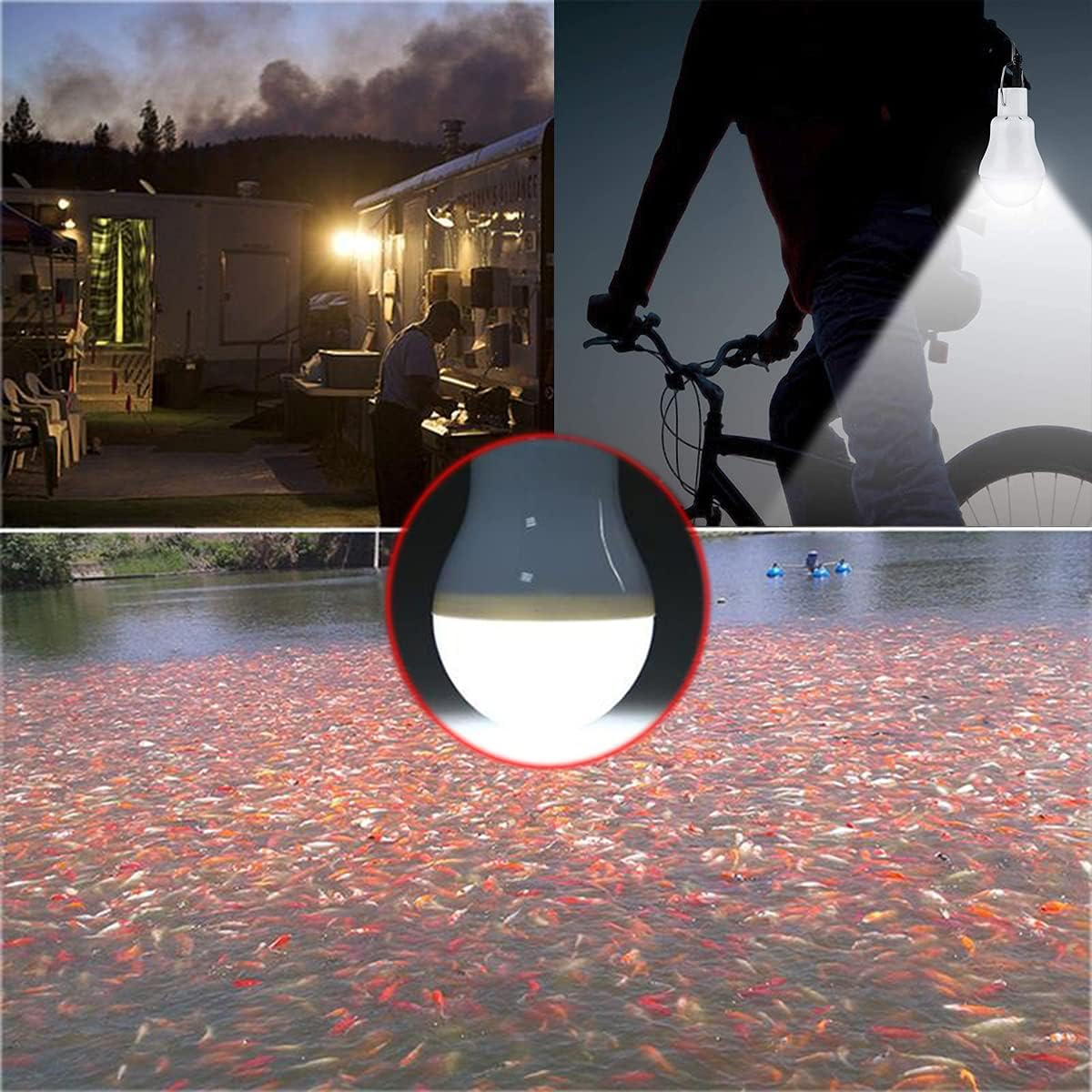 FLRONGSUN Solar Light Bulb Portable 350LM Solar Powered Camping Light Led Lantern Outdoor for Lamp Light Hiking Fishing Tent Indoor Shed Chicken Coop Hurricane Emergency with USB Chargeable(Pack of 2) image number 5