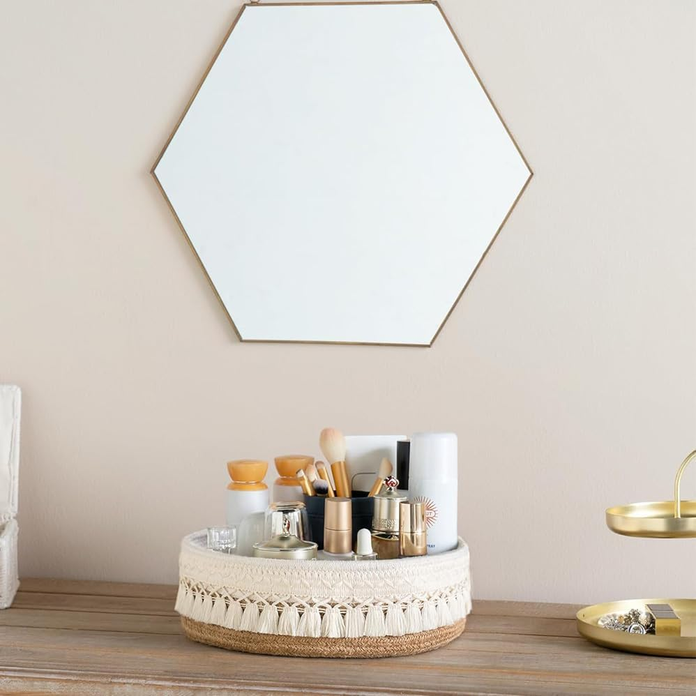 2 Pack. Cotton Rope Woven Basket. Bohemian Style Decoration. for Shelves/Towels/Storage Boxes/Bathrooms. image number 1