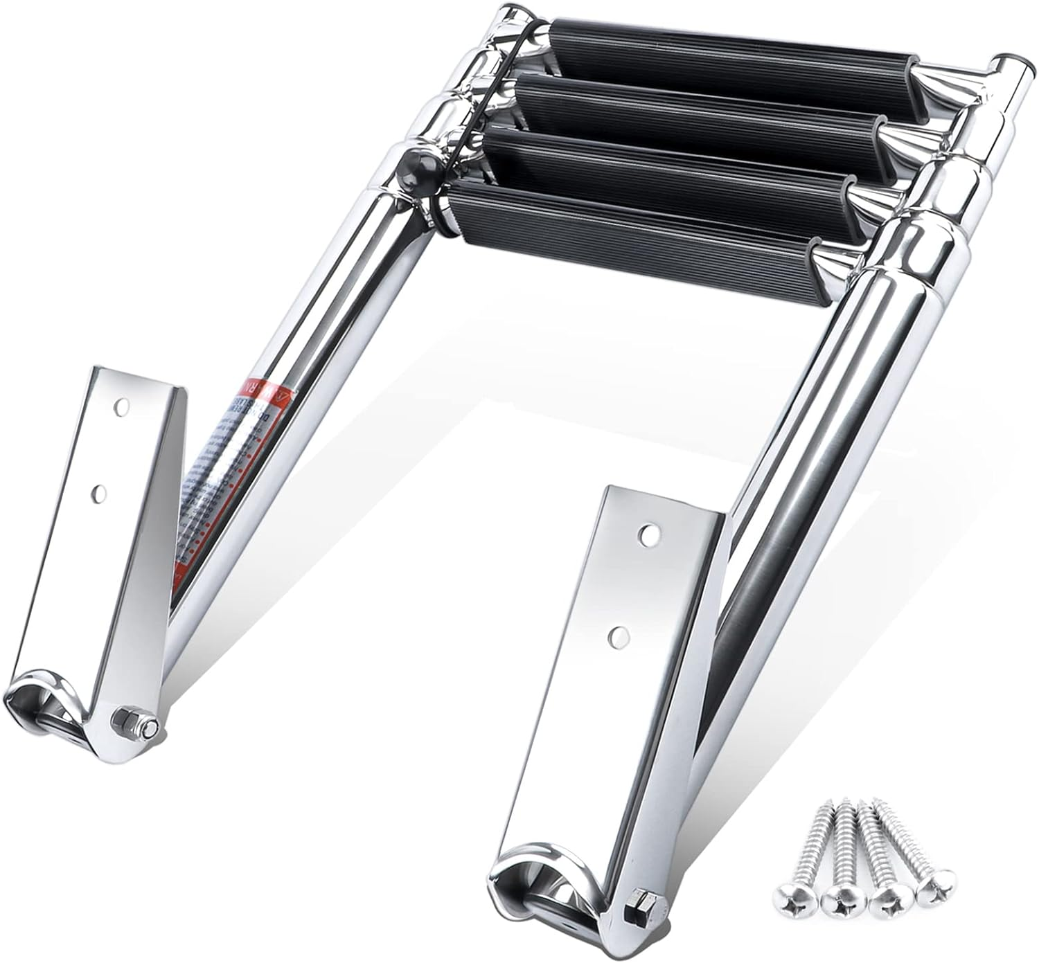 Pontoon Boat Ladder, Telescopic 4 Step Ladder Stainless Steel Telescoping Extendable Boat Ladder 900 Pound Capacity for Marine Yacht/Swimming Pool