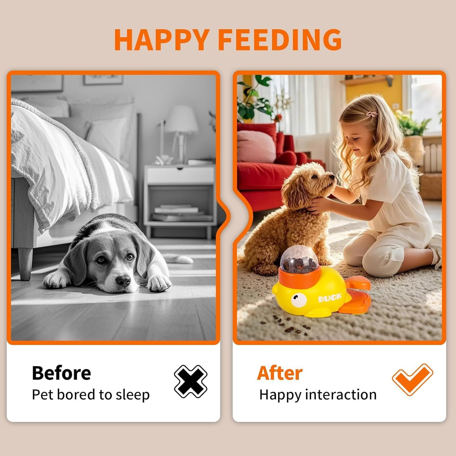 2-In-1 Dog Slow Feeder & Interactive Toy &ndash; Duck-Shaped Treat Dispenser with 3 Food Outlet Sizes, Washable Pet Bowl for Puppy & Dogs, Automatic Feeding for Fast Eaters image number 1