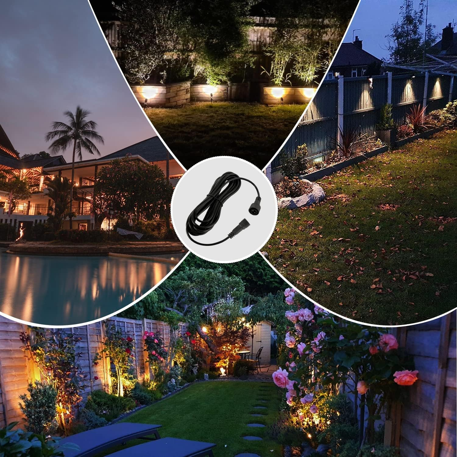 Yowin 6 M Outdoor Extension Cable, Waterproof Outdoor Light, Long Cable for Ball Lights, Fairy Lights, Garden Lighting, Light Curtain, Icicle Light Net, Solar Light Bulbs, Fairy Lights image number 1