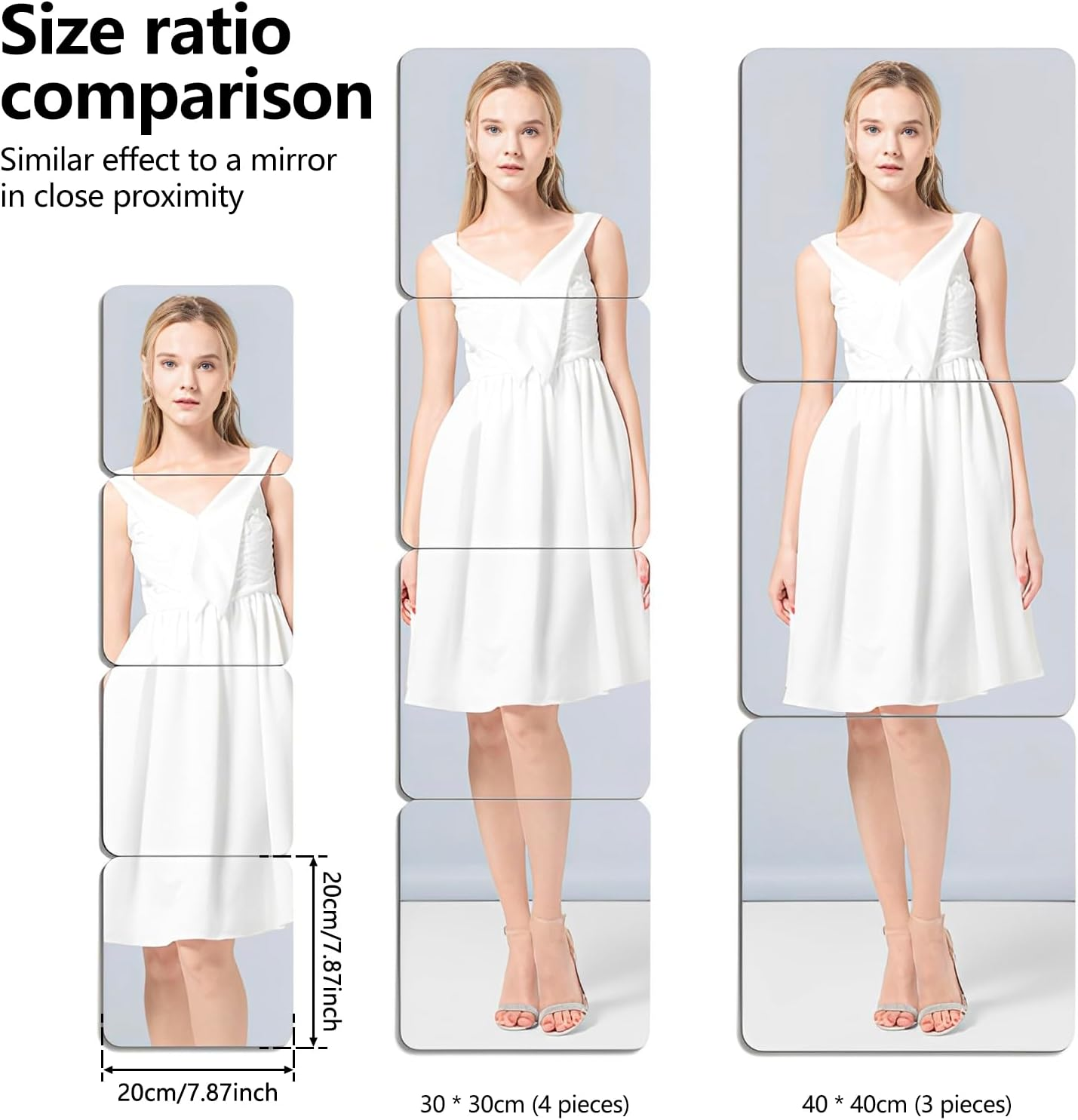 Abizarch 12Pcs Wall Mirror Tiles, 12 X 12 Inch Self Adhesive Acrylic Mirror, Unbreakable Flexible Square Mirror Sheets Wall Stickers Frameless Full Length Mirror for Home Gym Bedroom Living Room Door image number 5