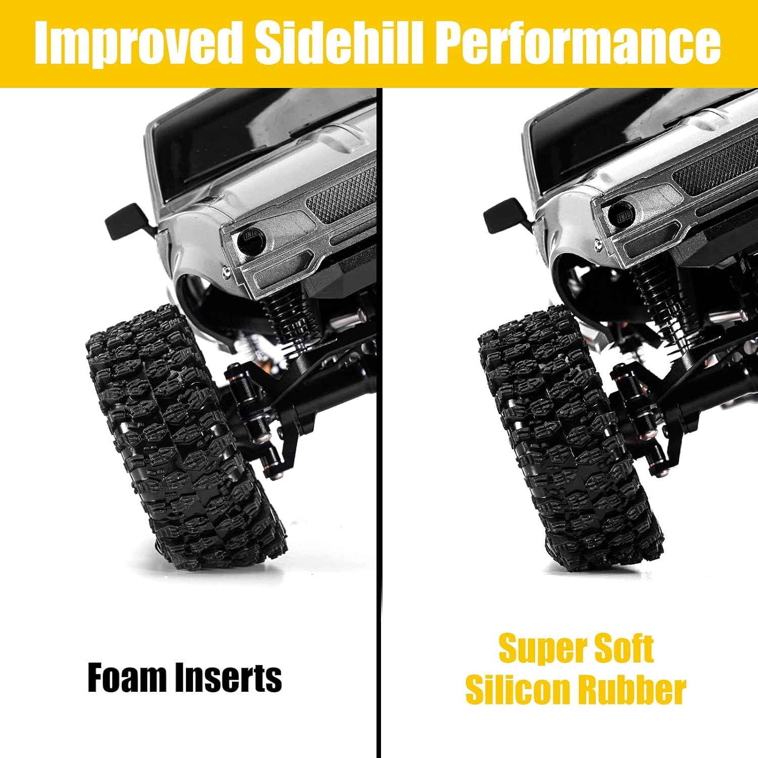 INJORA 1.0 Silicone Rubber Inserts and S5 Rock Terrain Crawler Tires for TRX4M SCX24 1/18 1/24 RC Crawler Car Upgrade image number 6