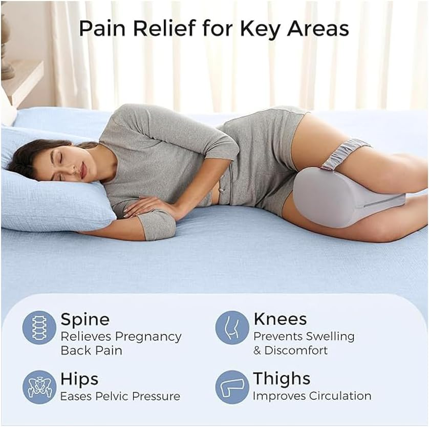 Knee Pillow for Side Sleepers, Memory Foam, Cooling Comfort, Adjustable Strap, Hip and Sciatica Relief image number 2