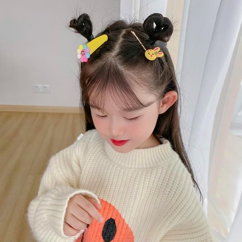 28PCS Baby Girls Hair Clips, Colourful & Cute Hair Accessories | Multicolour, Rainbow, Flowers, Animals, Candy, Fruit - Yellow image number 5