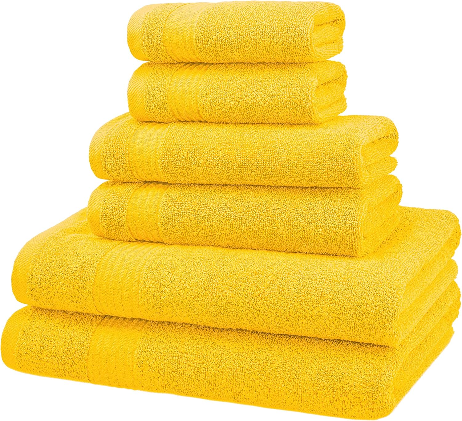 American Veteran Towel, 6 Piece Towel Set for Bathroom, 100% Cotton Turkish Bathroom Towels, 2 Bath Towels 2 Hand Towels 2 Washcloths, Yellow image number 6