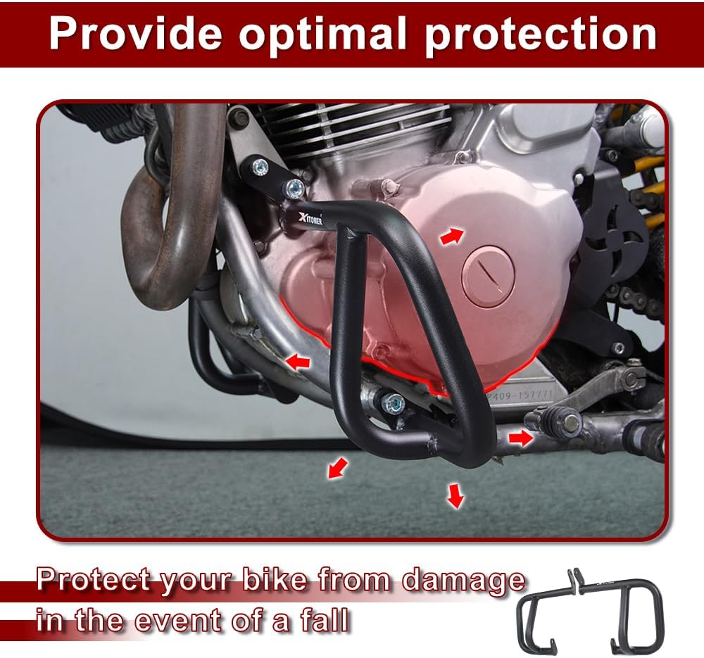 Xitomer Motorcycle Crash Bars Highway Cage Fit for DR650 / S / SE 1996-2024, Black, Front, Steel, Bolt-On, Engine Guard image number 6