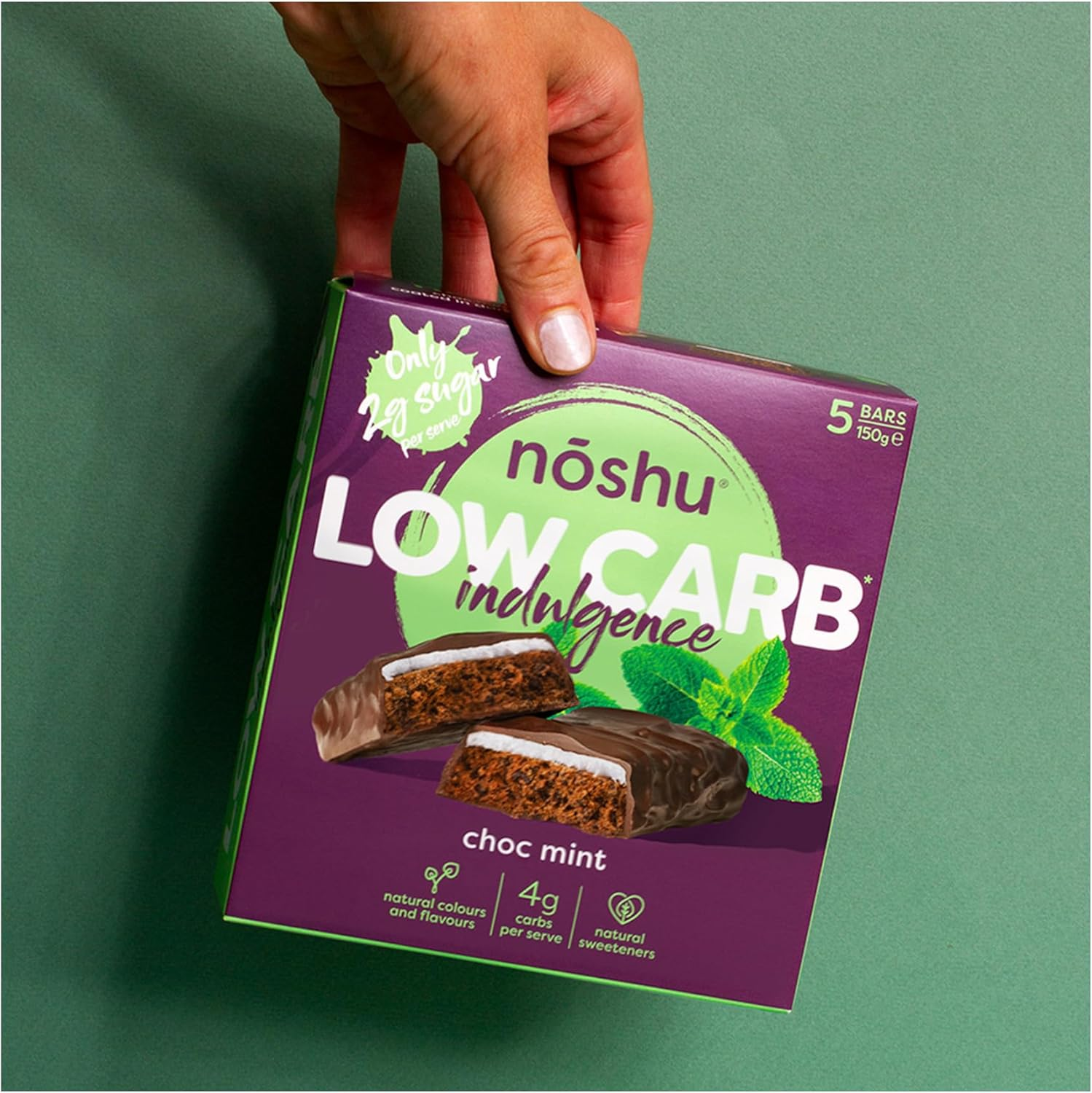 Noshu Low Carb Choc Mint Indulgence Bars &ndash; 5 Pack (150G) image number 6