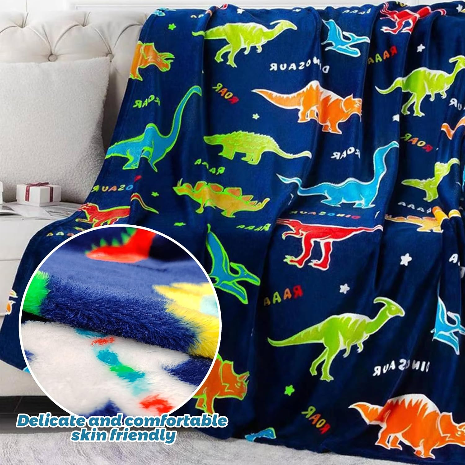 Glowing Dinosaur Blanket in the Dark Ultra Soft and Comfortable Blanket Suitable for Home Decoration, Sofas, Beds, and Cars 50&ldquo;X60&rdquo;