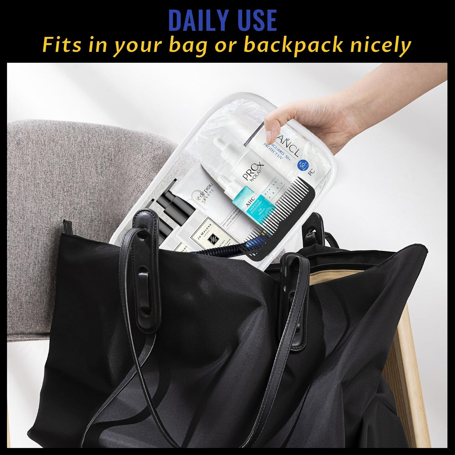 Yedsintu 16 Pieces Clear Makeup Bag PVC Zippered Clear Toiletry Carry Pouch Portable Cosmetics Bag Waterproof Makeup Bag Vinyl Plastic Organizer Case for Vacation Bathroom, White-M, Waterproof - Pink-M image number 6